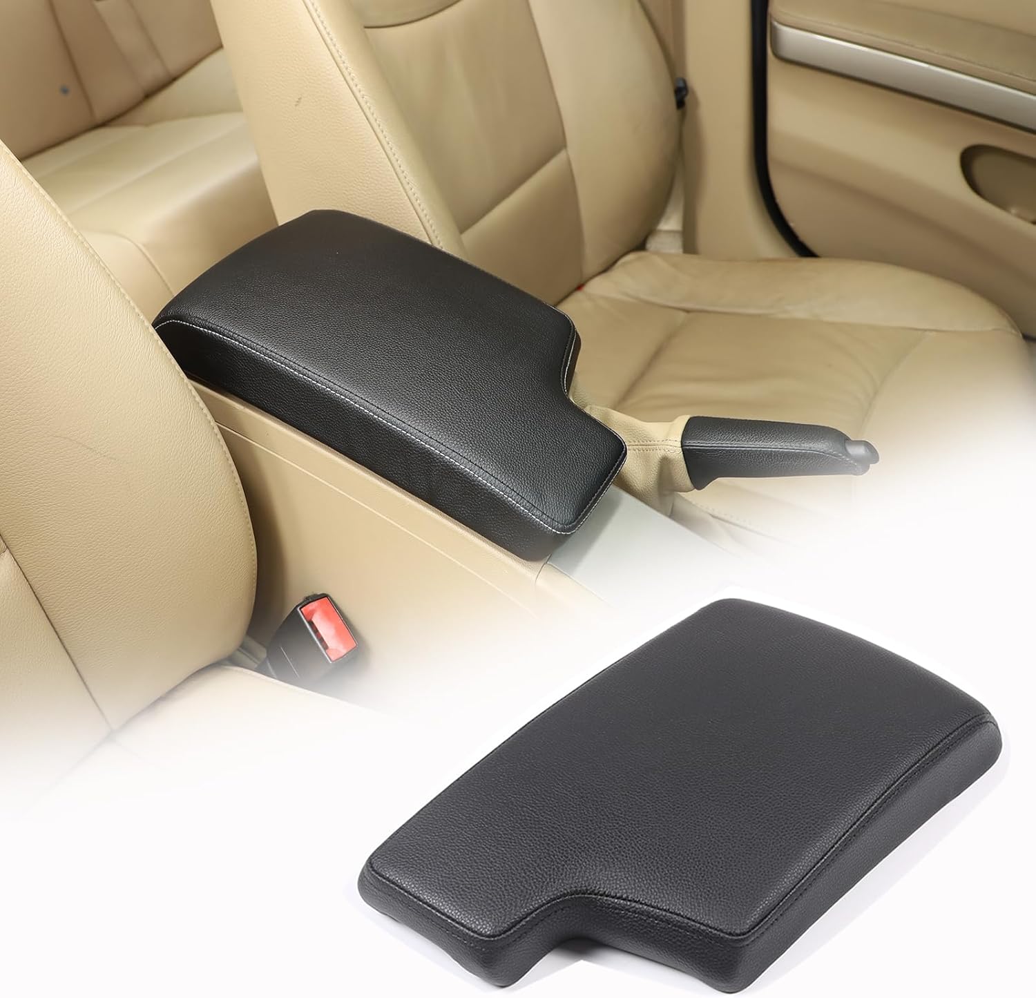 ARMRESTS, BRAND, CATEGORY, SEKHYNA, Car Center Console Cover Compatible with BMW 3 Series 2005-2012 E90 E91 E92 E93 323i 325i 328i 330i 335d 335i 335xi,ABS & Leather Center Seat Armrest Storage Box Panel Protect Trim Accessories (Beige)