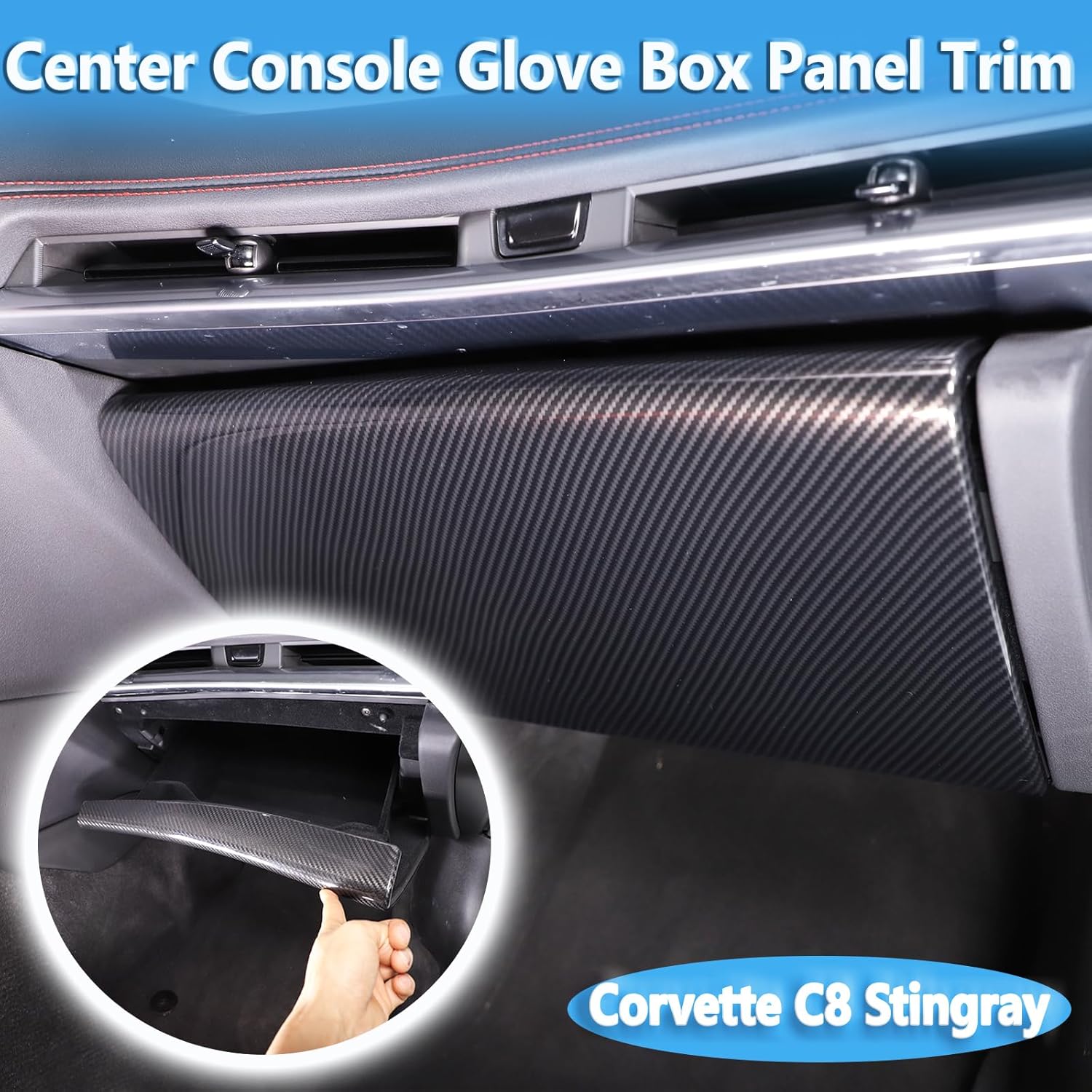 BRAND, CATEGORY, GLOVE BOX ORGANIZERS, SEKHYNA, Car Center Console Side Cover Trim Compatible with Chevrolet Corvette C8 2020-2024,Dashboard Co-Pilot Passenger Glove Box Panel Trim Interior Accessories (ABS Carbon Fiber)