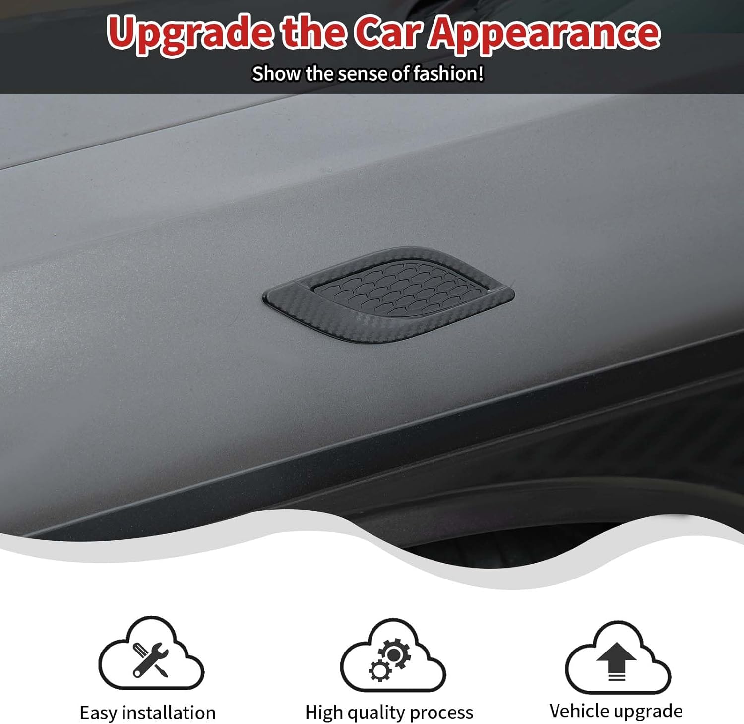 BODY, BRAND, CATEGORY, HTHE, Car Fender Side Vents Front Side Fender Vent Cover Trims Front Fender Vent Cover Side Vent Trim Side Air Vent Outlet Decal Hood Fit for Bronco Sport 2021+ Exterior Accessories