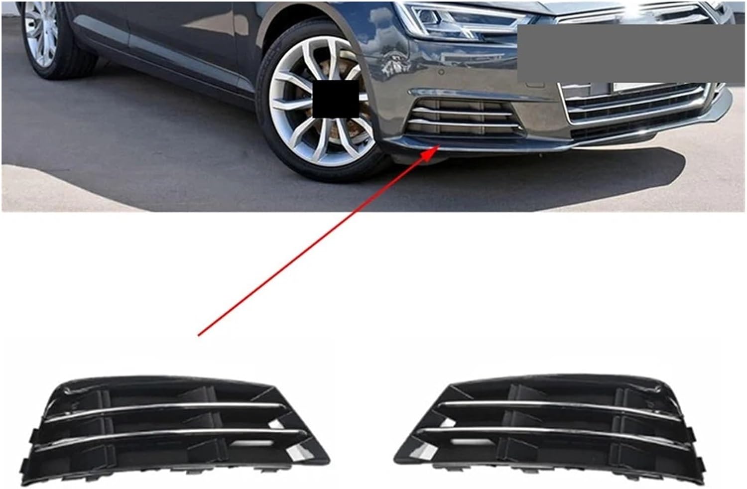 BRAND, CATEGORY, OTHER, ZISZOR, Car Front Bumper Fog Light Lamp Grilles Fit For Audi A4 B9 2016-2018 Modification Styling Accessories Lamp Cover (Color : Right)