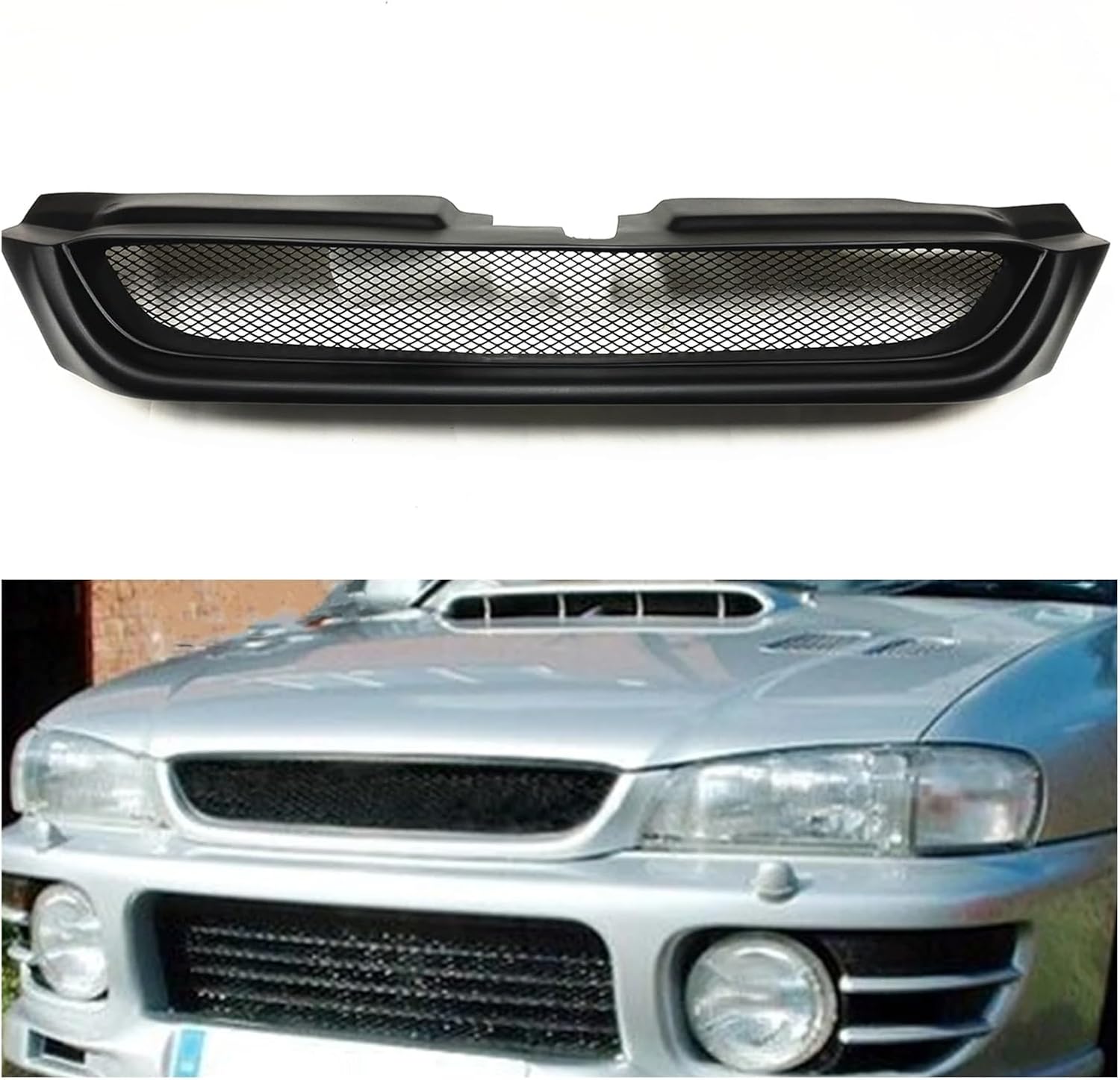 BRAND, CATEGORY, GRILLES, HUYUQI, Car Front Bumper Grille Air Outlet Vent Hood Grill Mesh Grid Bonnet Compatible For Subaru Impreza 6th Gen 1997-2001(Fiberglass)