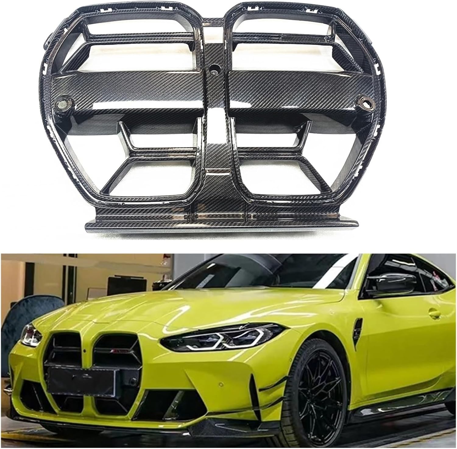 BRAND, CATEGORY, GRILLES, OMPTON, Car Front Bumper Kidney Grill Hood Vent Mesh Grille, Compatible for BMW M3 G80 M4 G82 G83 2021-2023 (Color : Black)