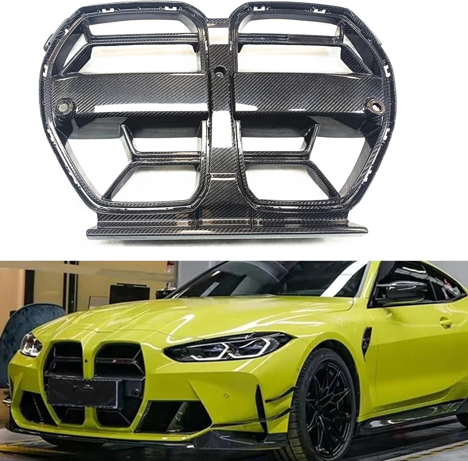 BRAND, CATEGORY, GRILLES, UNKOMN, Engine intake grille Car Front Kidney Grille Grill Upper Hood Vent Mesh Grid For bmws M3 G80 M4 G82 G83 2021 2022 2023 2024 (Color : Real Carbon Fiber)