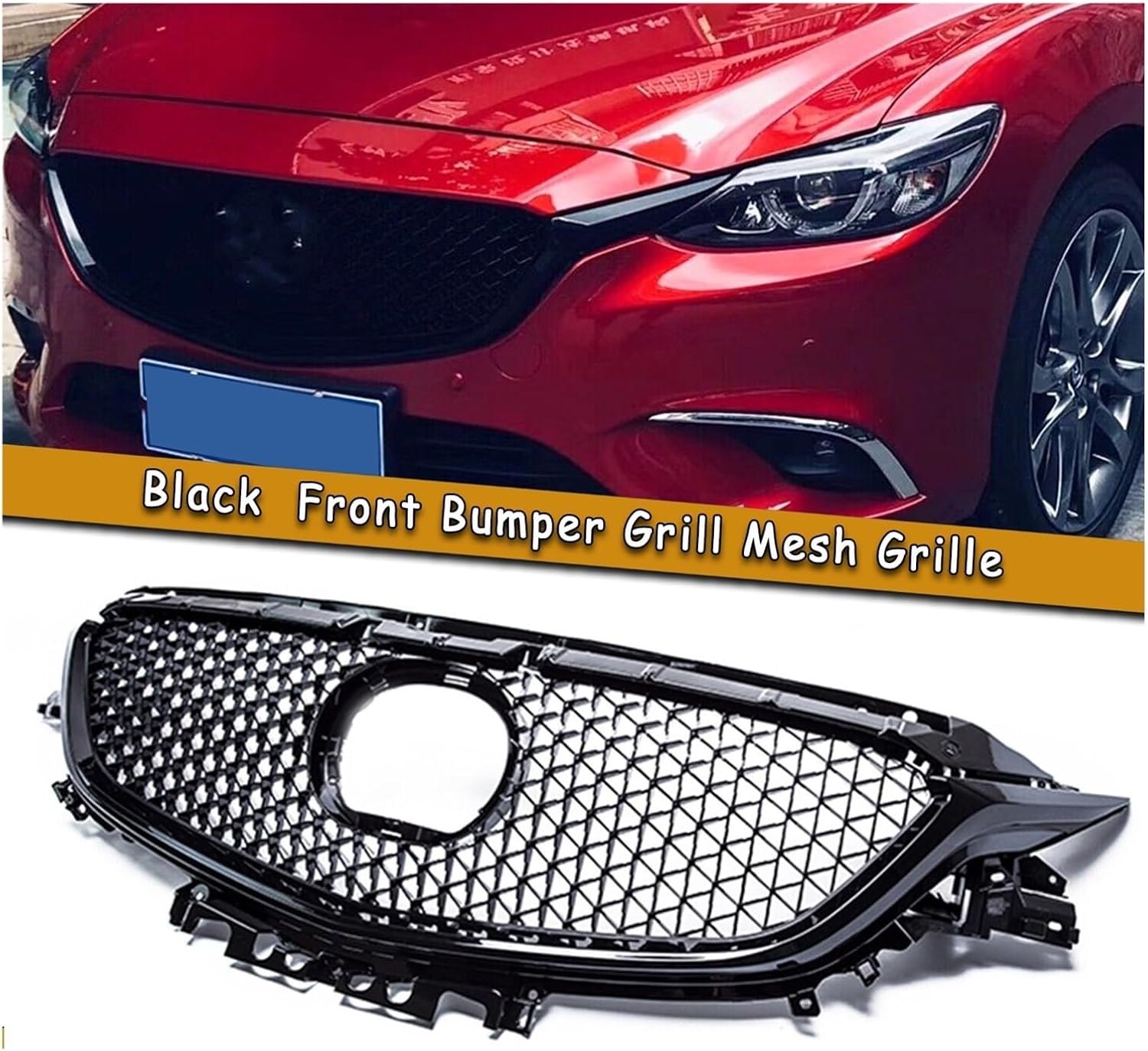 BRAND, CATEGORY, GRILLES, ZHENZZMF, Car Front Grille Racing Grill Black Upper Replacement Bumper Hood Vent Mesh Auto Accessories Compatible For Mazda 6 Mazda6 Atenza 2017-2018