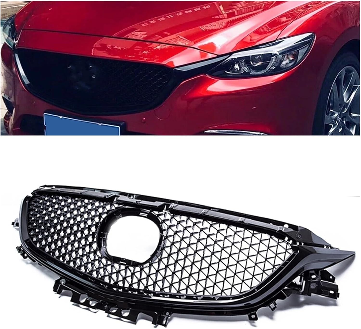 BRAND, CATEGORY, GRILLES, HXYAIEOGD, Car Front Grille Racing Grill Black Upper Replacement Bumper Hood Vent Mesh Auto Accessories Compatible With Mazda 6 Mazda6 Atenza 2017-2018