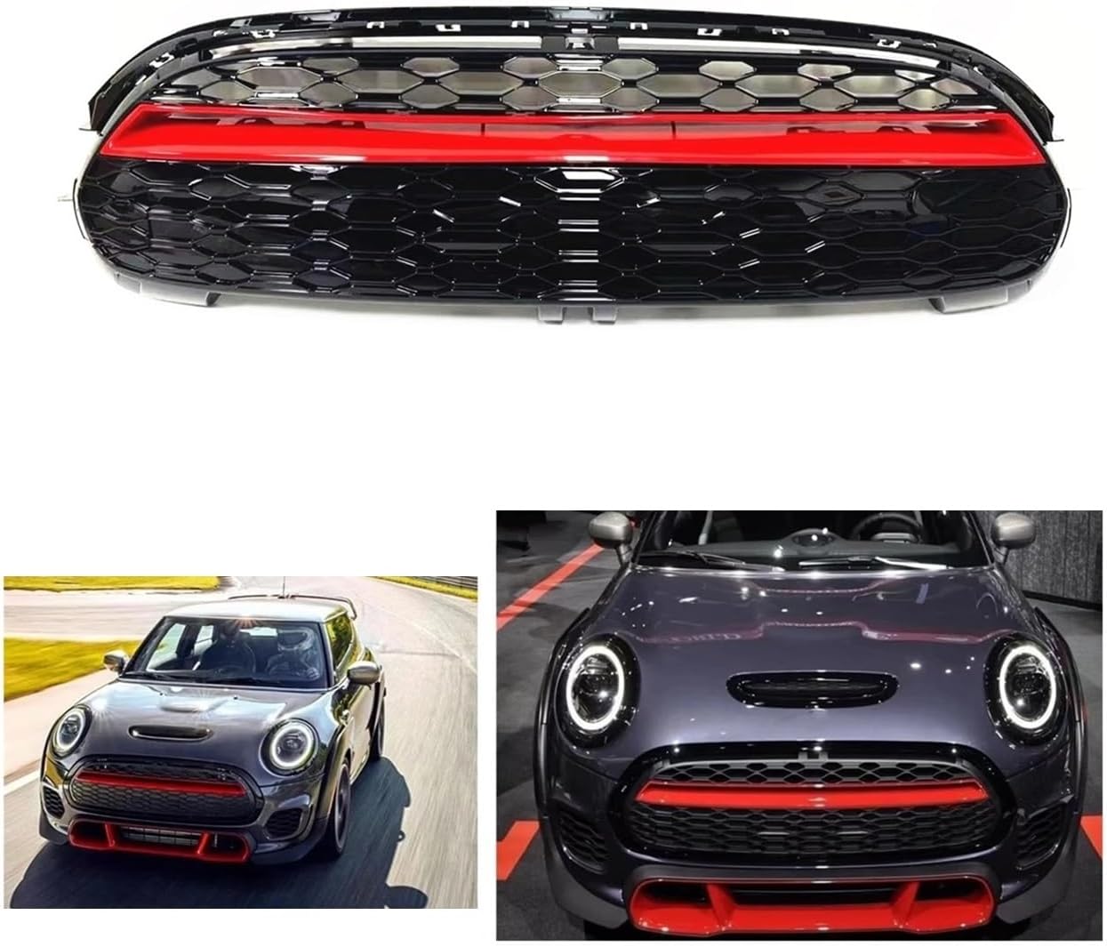 BRAND, CATEGORY, GRILLES, ROOFYS, Car Front Grille Racing Grill Compatible for COOPER F55 2015-2020 F56 2014-2020 F57 Body Kit Upper Bumper Air Hood Vent Mesh Grid