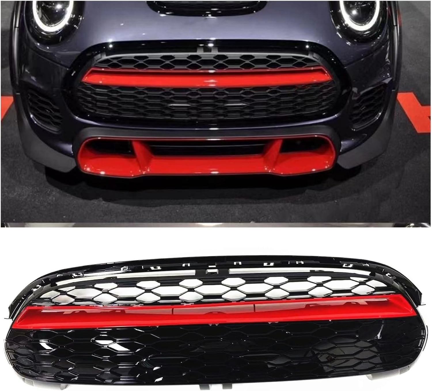 BRAND, CATEGORY, GRILLES, ROOFYS, Car Front Grille Racing Grill Upper Bumper Hood Vent Mesh Grid Compatible For COOPER F55 2015-2020 F56 2014-2020 F57, sq1228 store