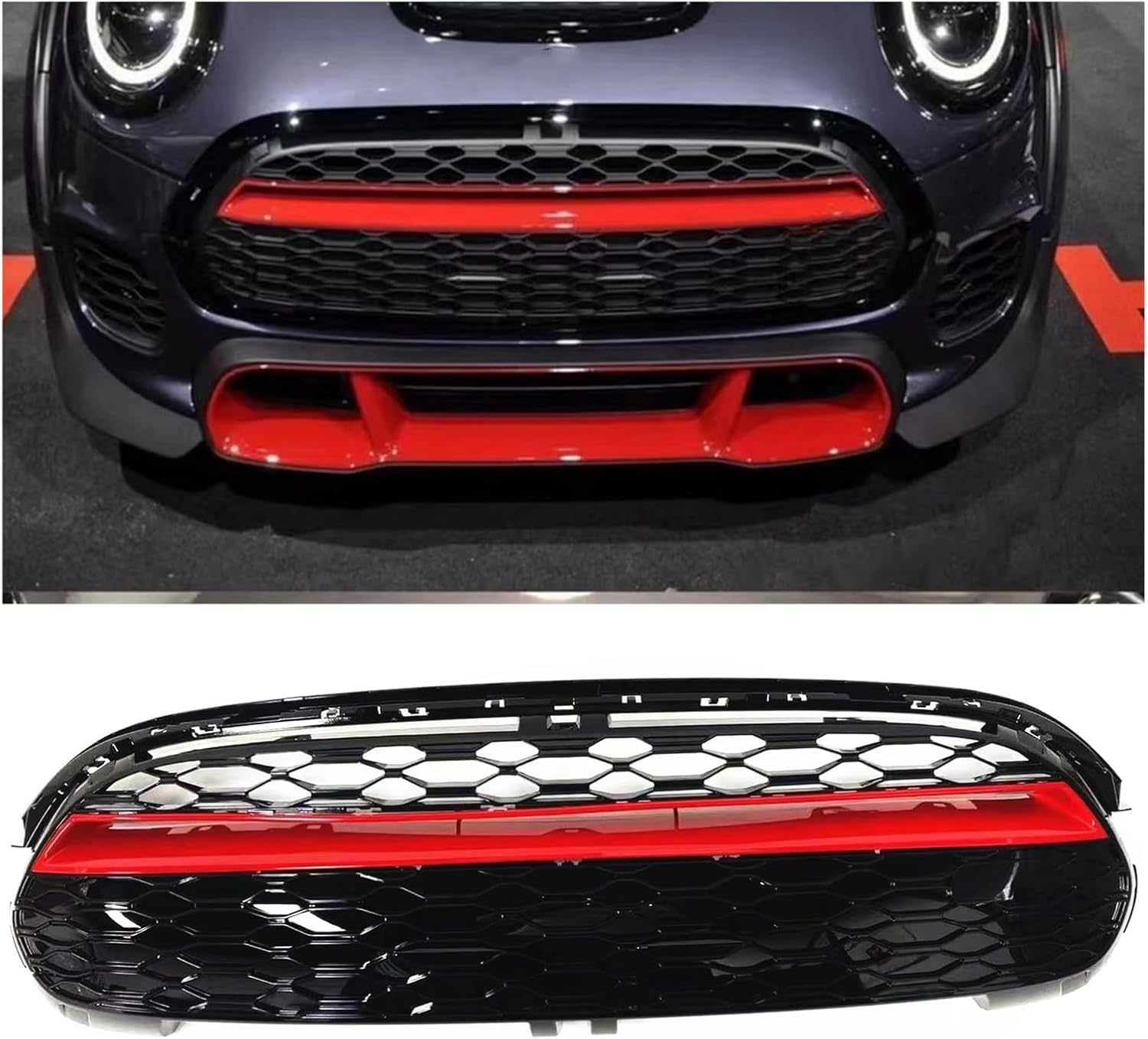 BRAND, CATEGORY, GRILLES, ZHENZZMF, Car Front Grille Racing Grill Upper Bumper Hood Vent Mesh Grid Compatible For MINI COOPER F55 2015-2020 F56 2014-2020 F57 2016-2021