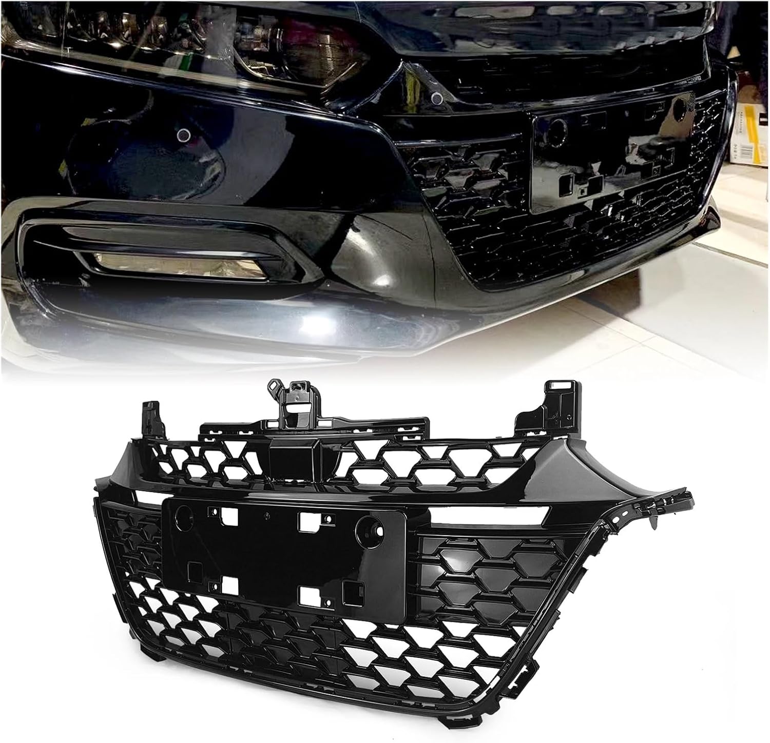 BRAND, CATEGORY, GRILLES, HXYAIEOGD, Car Front Grille Racing Grill Upper Replacement Bumper Hood Vent Mesh Grid Compatible With Accord 2018-2020 Honeycomb Style