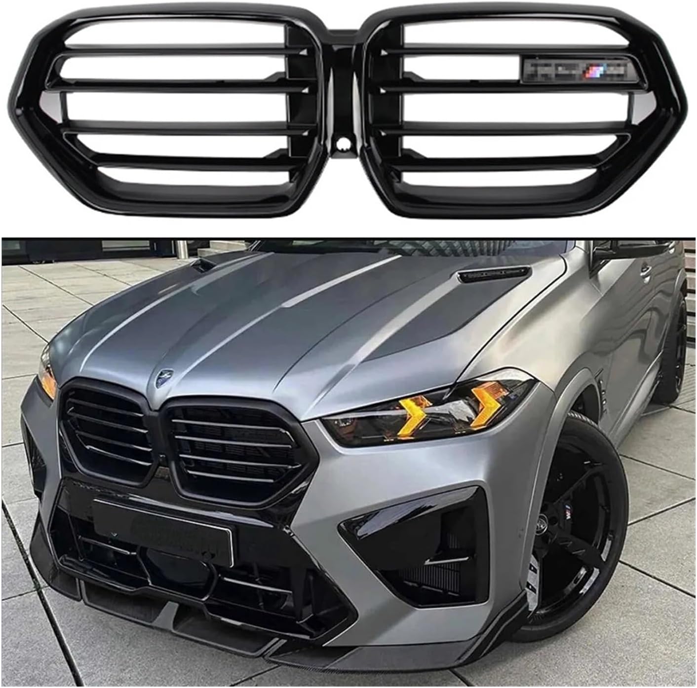 BRAND, CATEGORY, GRILLES, PNBJN, Car Front Radiator Kidney Bumper LCI Hood Grille Compatible for BMW X6 G06 2023+/ X5M F95 X6M F96 M60i M50D XDrive30d XDrive30i 40i