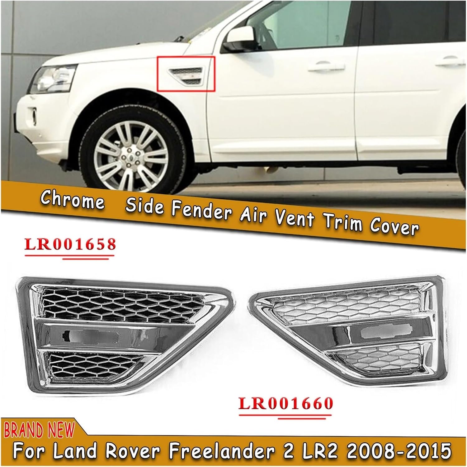 BODY, BRAND, CATEGORY, IRNUDENY, Car Front Side Fenders Air Out Vent Cover Grille Grill Hood Intake Bezel Trim Compatible for Land -Rover -Freelander 2 LR2 2006-2016