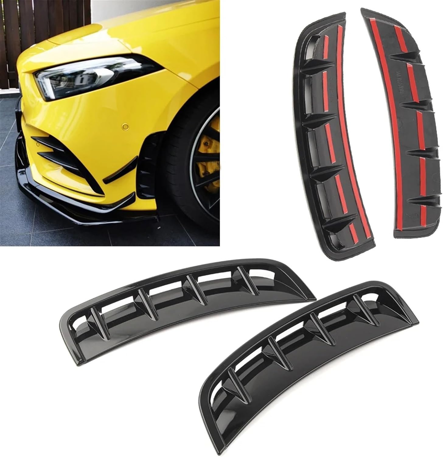 BODY KITS, BRAND, CATEGORY, KIYAH, Car Front Wheel ABS Air Vent Hood Fender Compatible For Mercedes BENZ A Class W177 A200 A250 A220 A35 AMG Sport 2019 2020 2021 2pcs/Set(Carbon Fiber Look)