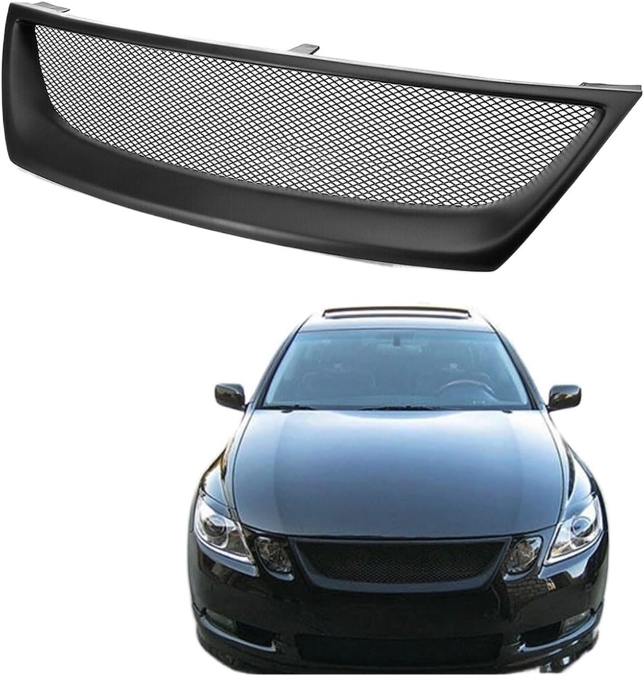 BRAND, CATEGORY, GRILLES, WGQSEXDY, Car Grill Front Grille Compatible For Lexus GS GS300 GS350 GS430 GS450h 2006-2007 4-Door F Sport Matte Black Upper Bumper Hood Mesh Grid