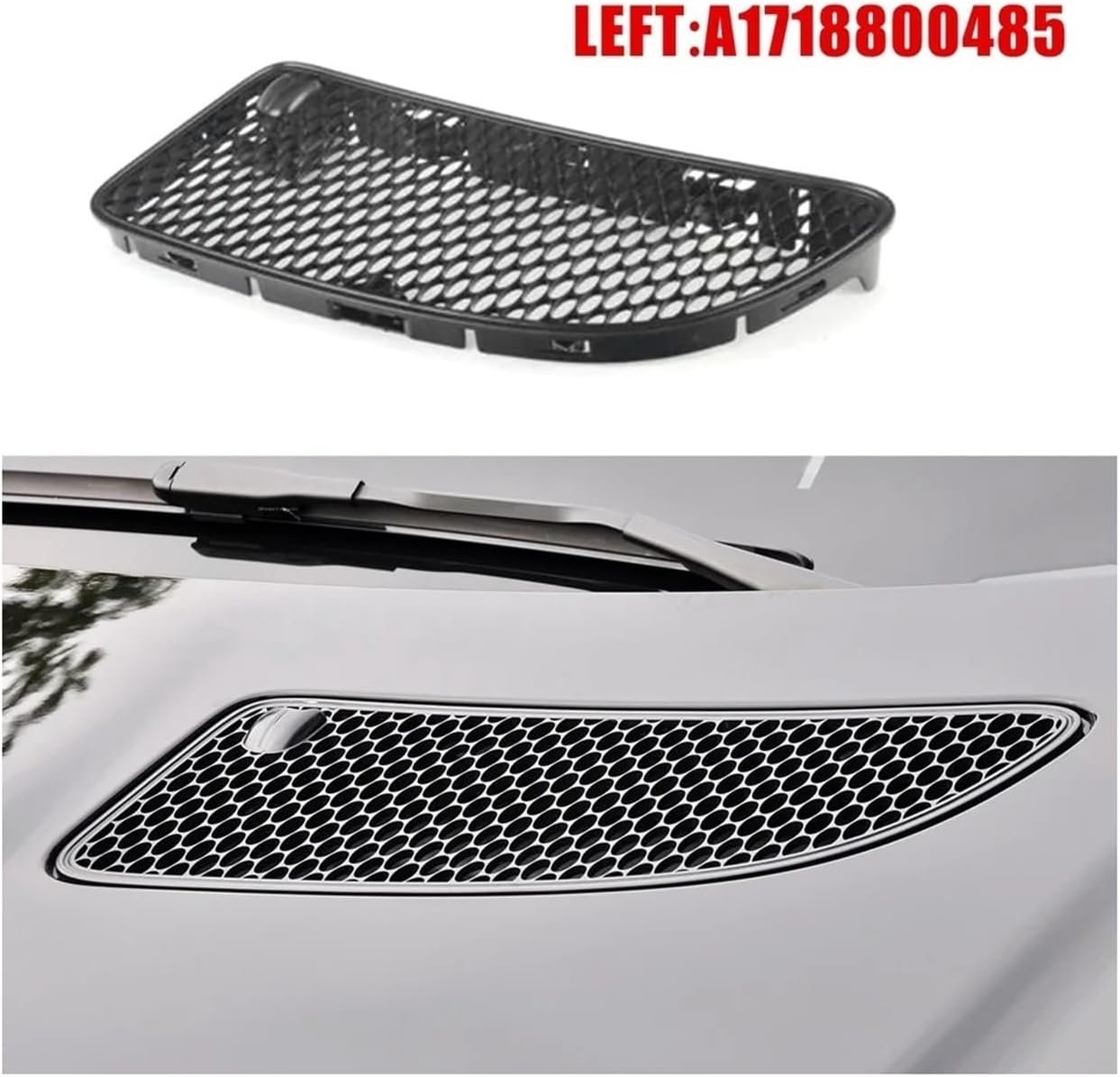 BRAND, CATEGORY, GRILLES, STIGLI, Car Hood Vent Grille Set Pair Compatible For Mercedes R171 SLK280 SLK300 SLK350 2005-2011 1718800485 1718800385