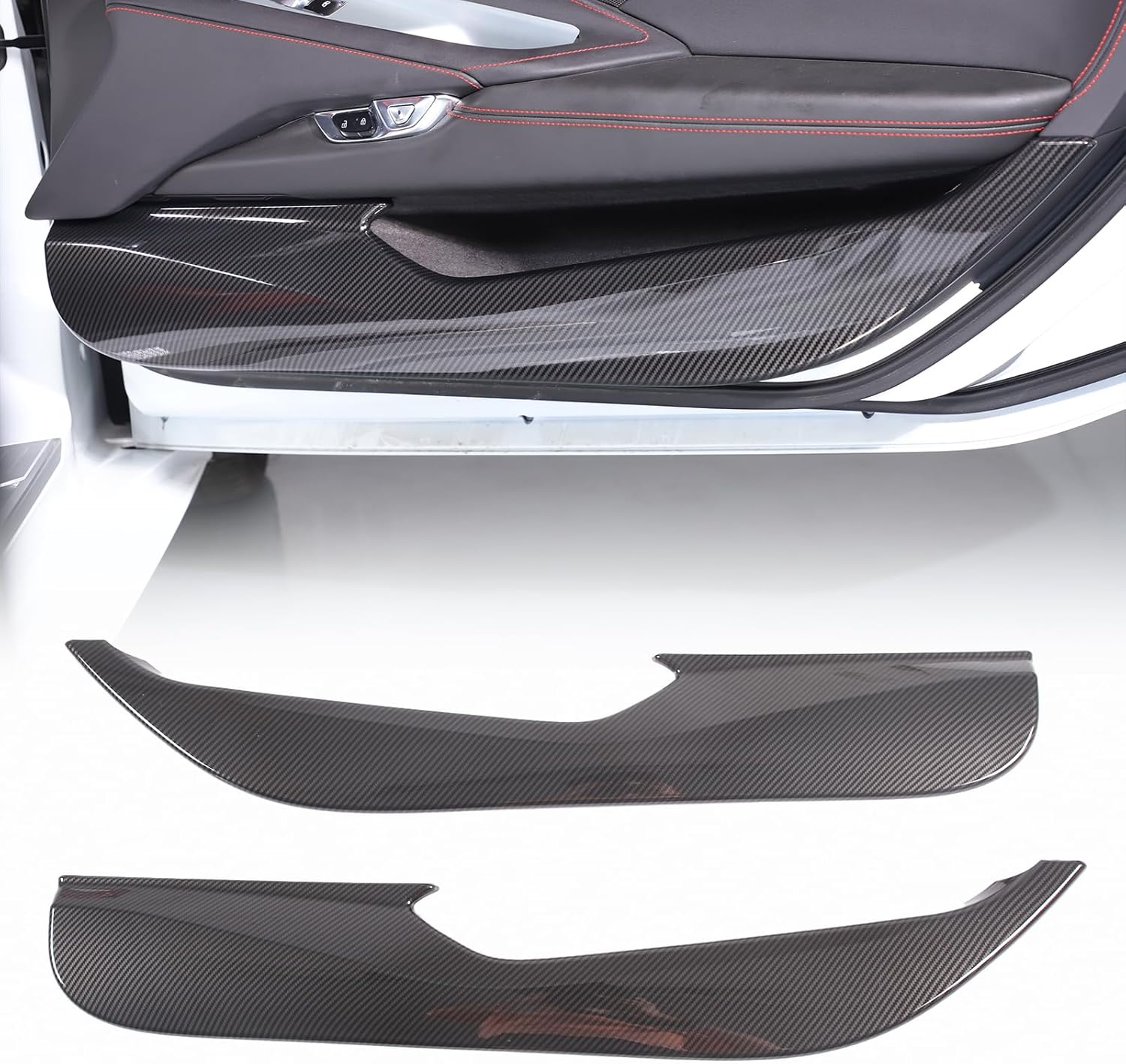 BRAND, CATEGORY, CHEAYAR, OTHER, Car Interior Door Panel Trim Anti Kick Kit Compatible with Corvette C8 Stingray 2020 2021 2022 2023 Door Panel Kick Cover Trim Interior Decoration C8 Accessories (Carbon Fiber Pattern)