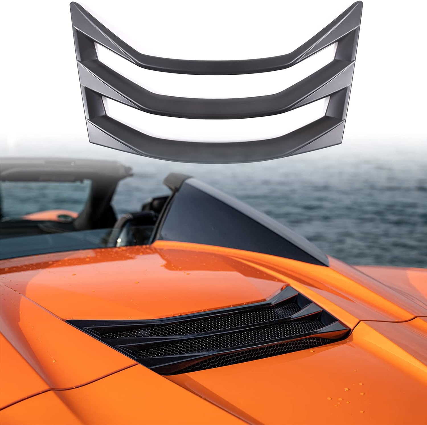 BRAND, CATEGORY, CHEAYAR, HOOD VENTS, Car Rear Hood Scoop Air Vent Cover Trim Compatible with Chevrolet Corvette C8 Convertible Models 2020-2023, Rear Hatch Vent Carbon Fiber C8 Accessories 1PCS (Carbon fiber pattern)