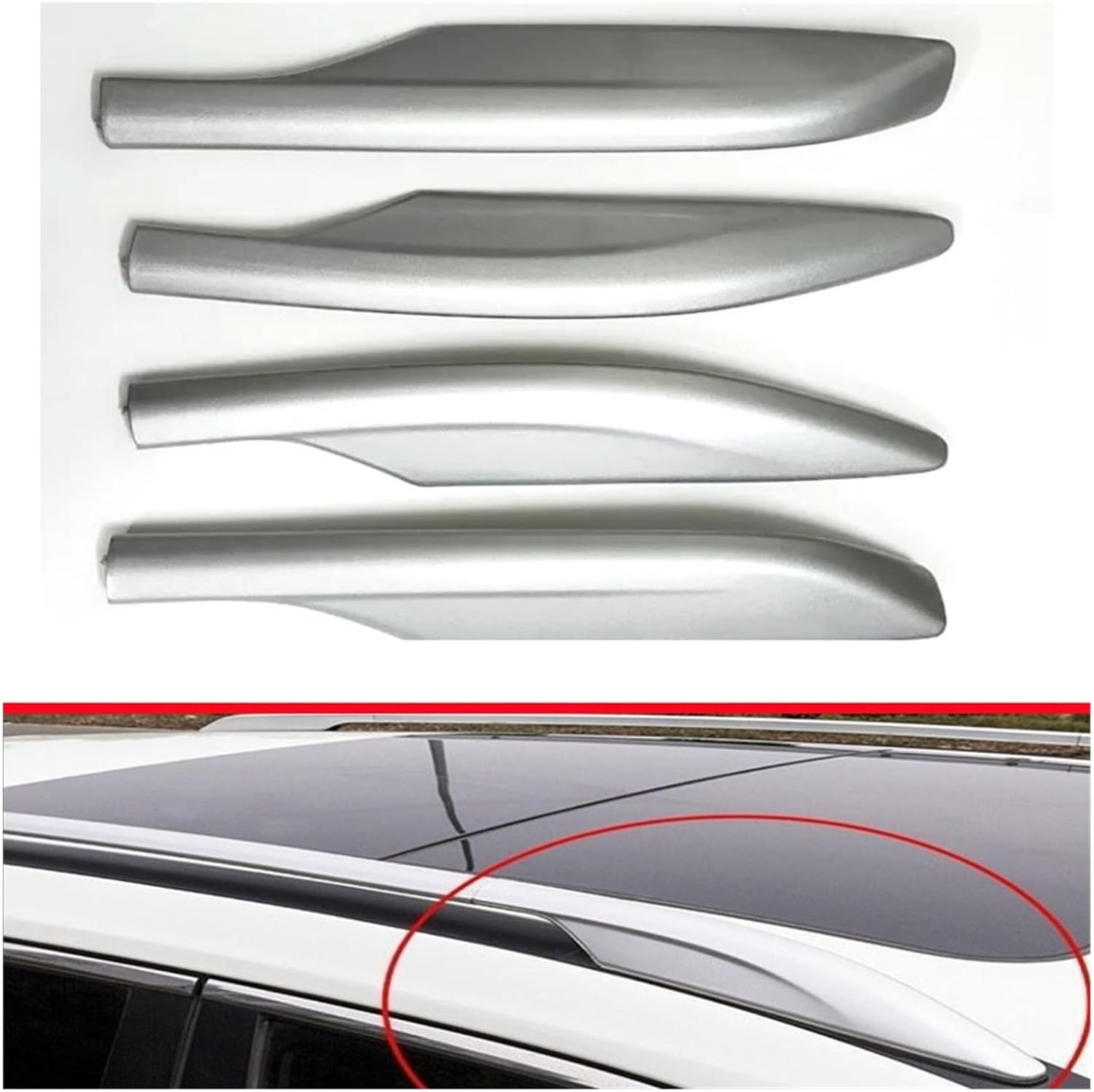 BRAND, CARGO RACKS, CATEGORY, NXDJJEIK, Car Silver Roof Rack Luggage Rack Bar Rail End Cover Shell Cap Trim Fit for Nissan X-Trail T32 2014-2021 Roof Rack Cover(Color:Front Right)