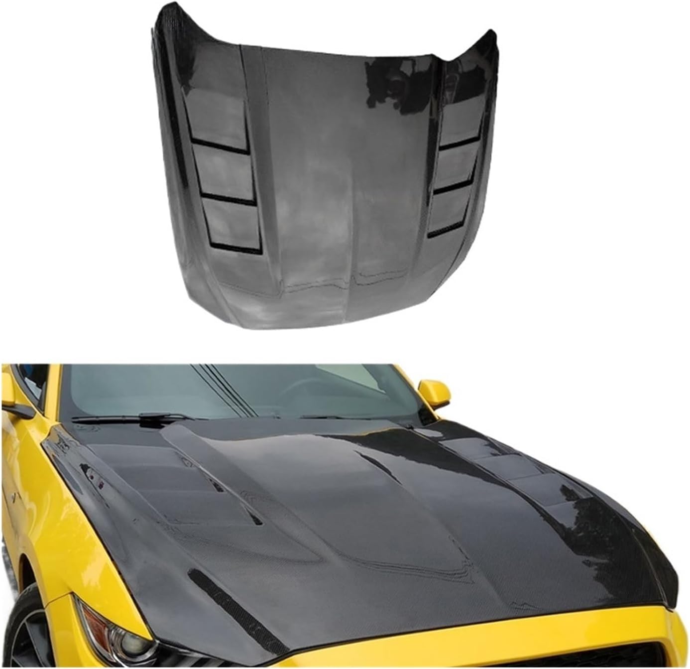 BRAND, CATEGORY, HOODS, RWFZQKDX, Car Tuning Auto Body System Carbon Fiber Fibre Front Bonnet Engine Hood Vented Compatible for Mustang 2015-2017