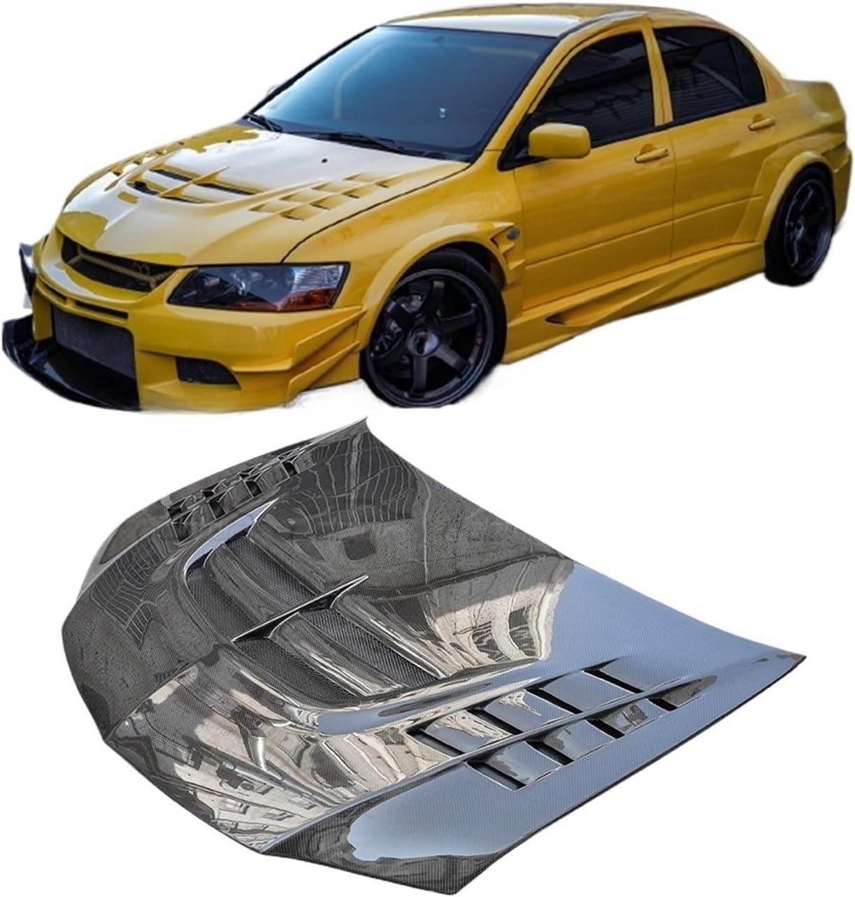 BRAND, CATEGORY, HOODS, QKGHMKL, Carbon Fiber Car Front Hood Bonnet Cover Compatible for MITSUBISHI EVO 7 8 9 Auto Tuning