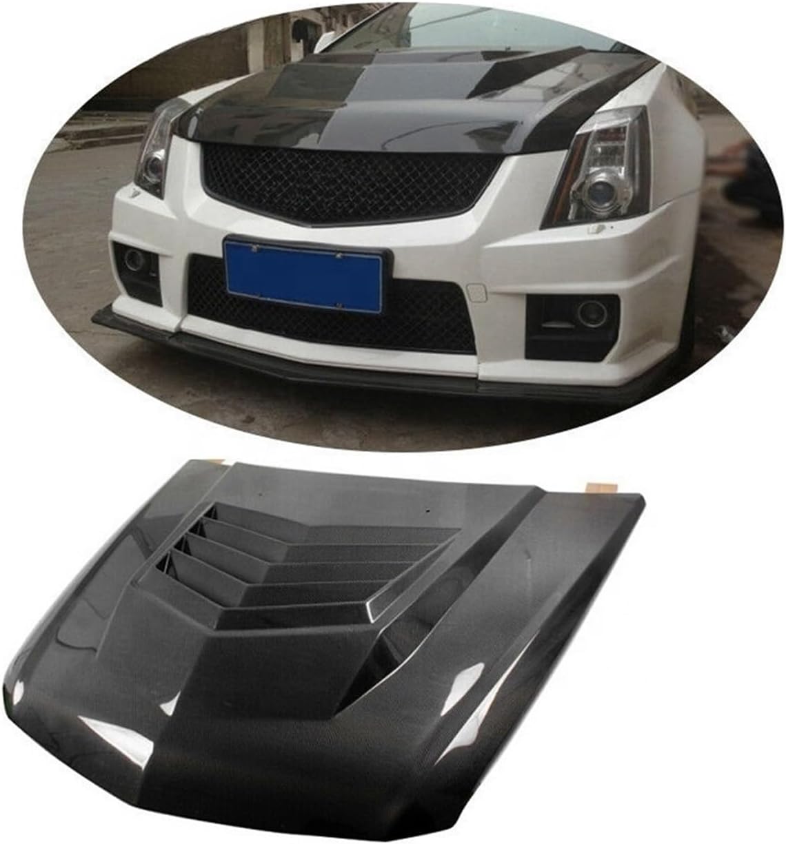 BRAND, CATEGORY, HOODS, QKGHMKL, Carbon Fiber Car Front Hood Lid Bonnet Compatible for Cadillac CTS-V Coupe