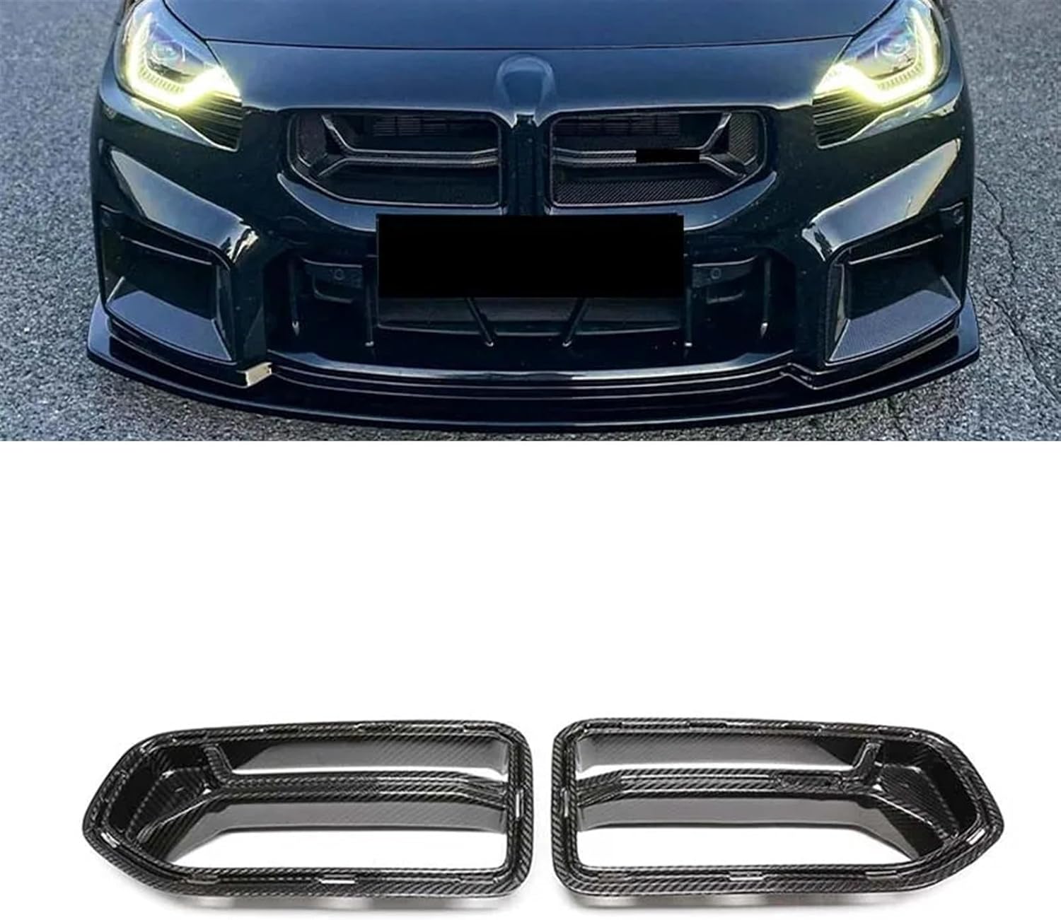 BRAND, CATEGORY, GRILLES, PNBJN, Carbon Fiber Front Bumper Vent Hood Kidney Grille Compatible for BMW 2 Series G87 M2 2023-IN Sport Racing Grill