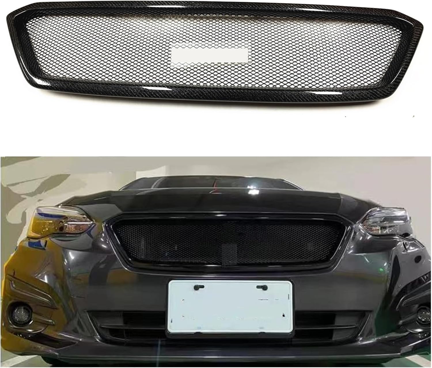 BRAND, CATEGORY, GRILLES, YALIYA, Carbon Fiber Front Grille Racing Grills Car Upper Bumper Hood Mesh Vent Compatible For Subaru Impreza 2.0i 2017-2019