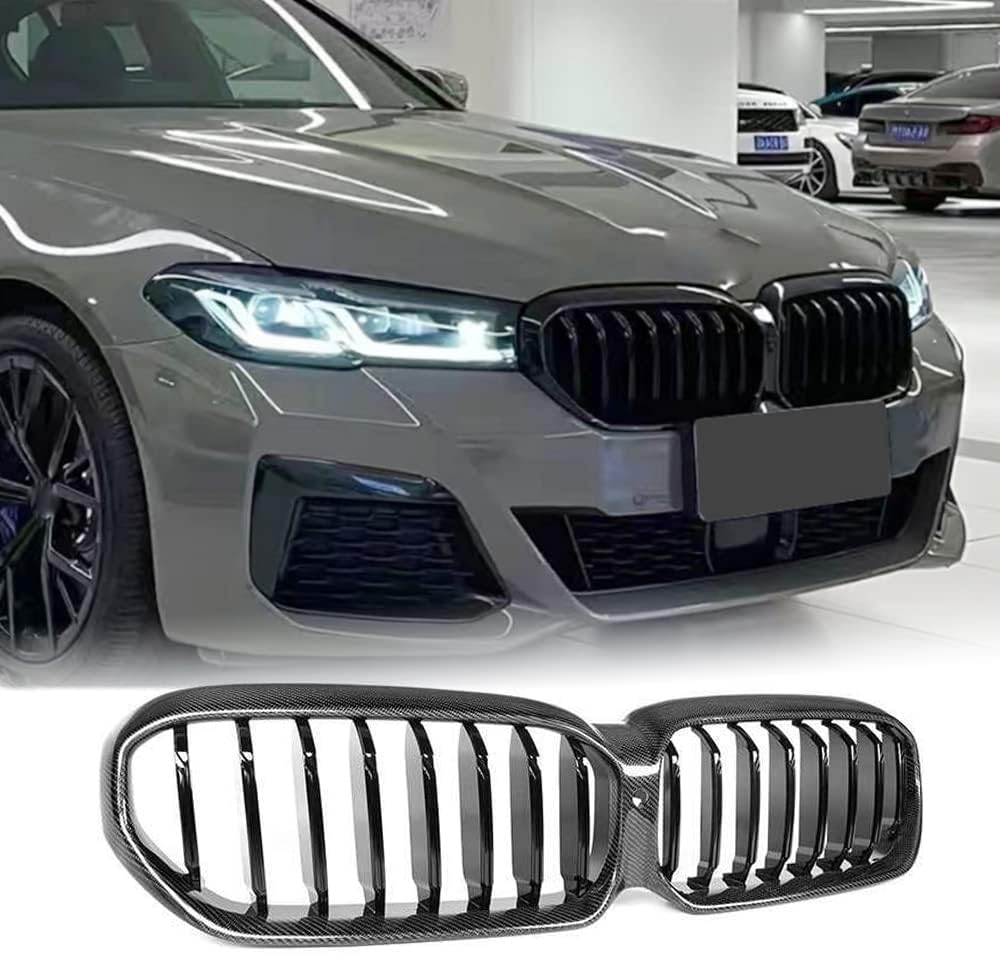 BRAND, CATEGORY, GRILLES, JC SPORTLINE, Carbon Fiber Front Hood Kidney Grill for BMW 5 Series G30 G38 2021-2022 530i xDrive 540i 550i Front Bumper Grille Factory Outlet