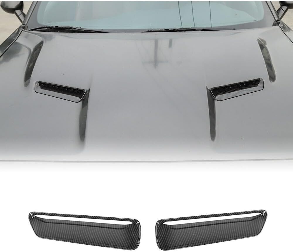 BRAND, CATEGORY, FGFTDRI, HOOD SCOOPS, Carbon Fiber Hood Scoop Air Vent Cover Trim for Dodge for Challenger 2015-2019 ABS Front RT-TCZ21191289