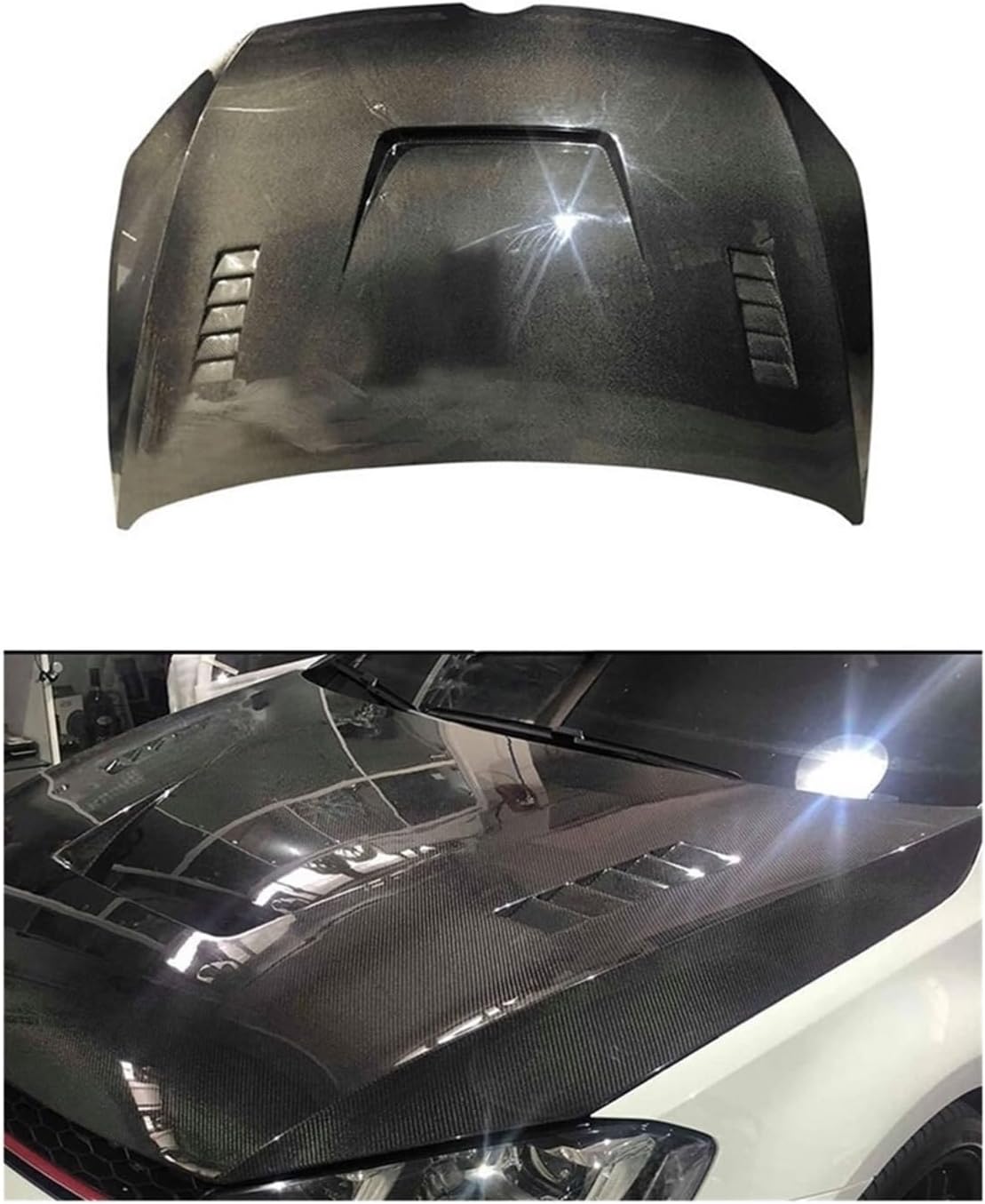 BRAND, CATEGORY, HOODS, QKGHMKL, Carbon Fiber Vented Front Engine Hood Covers Bonnet Compatible for Golf Mk7 7.5