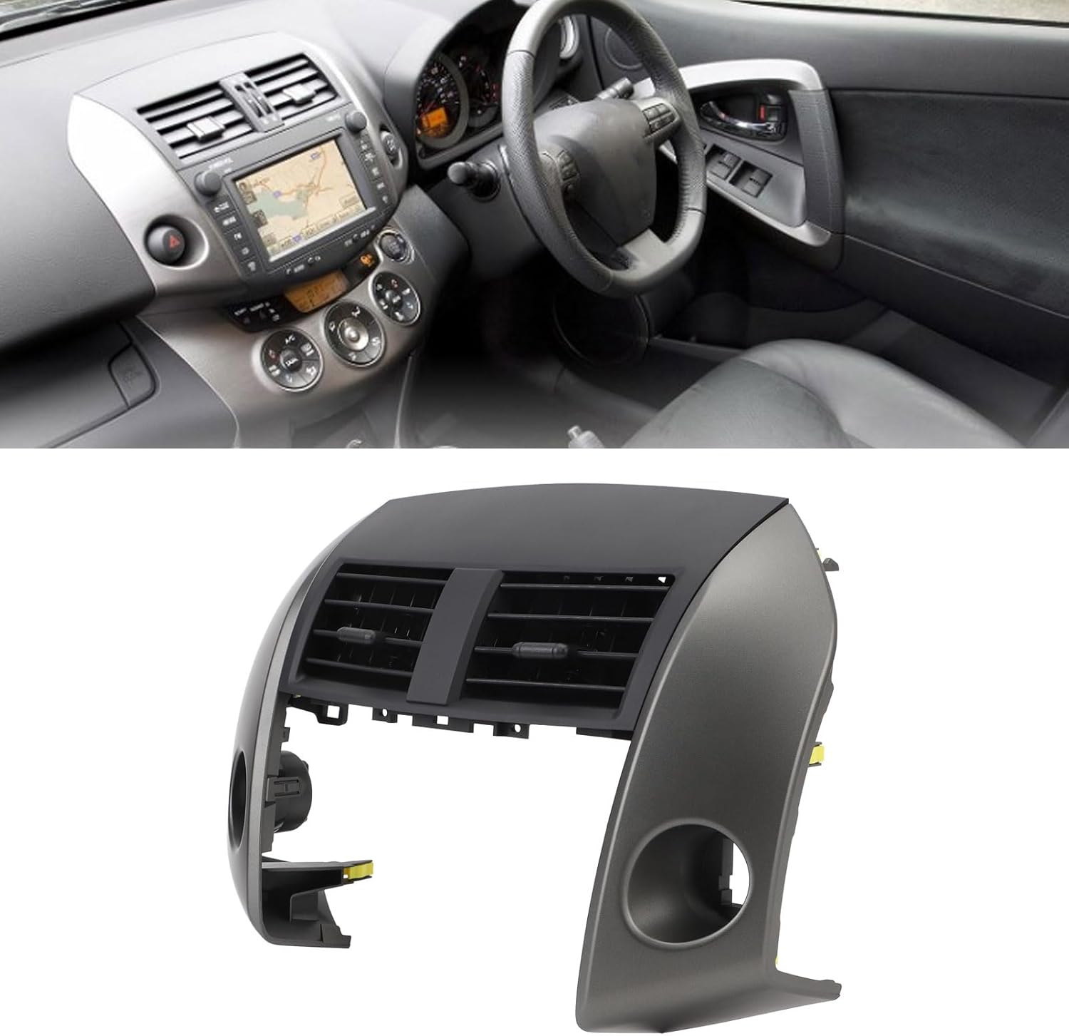 ACOUTO, BRAND, CATEGORY, DASHBOARDS, Center Dash A C Heater Air Vent Cover Trim Bezel Hazard Switch 55670 42050 AC Outlet Air Vent Panel for RAV4 2006 2012 Replace 55412 42060 B1