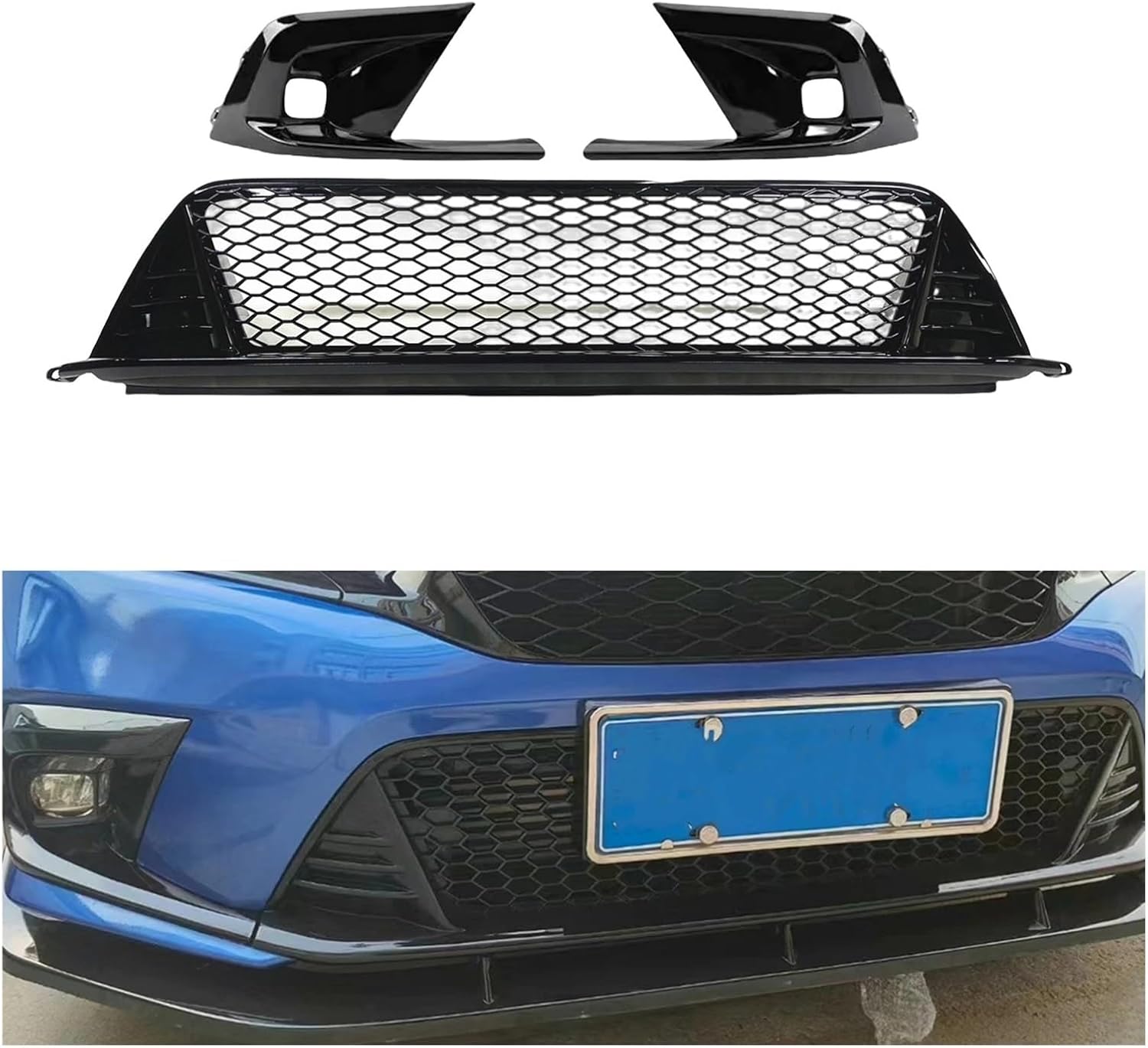 BRAND, CATEGORY, GRILLES, JTWABK, Compatible For Honda Civic 11th 2022-2024 Black Front Grille Lower Grill+Side Bumper Hood Fog Light Lamp Cover Air Intake Vent Frame Trim