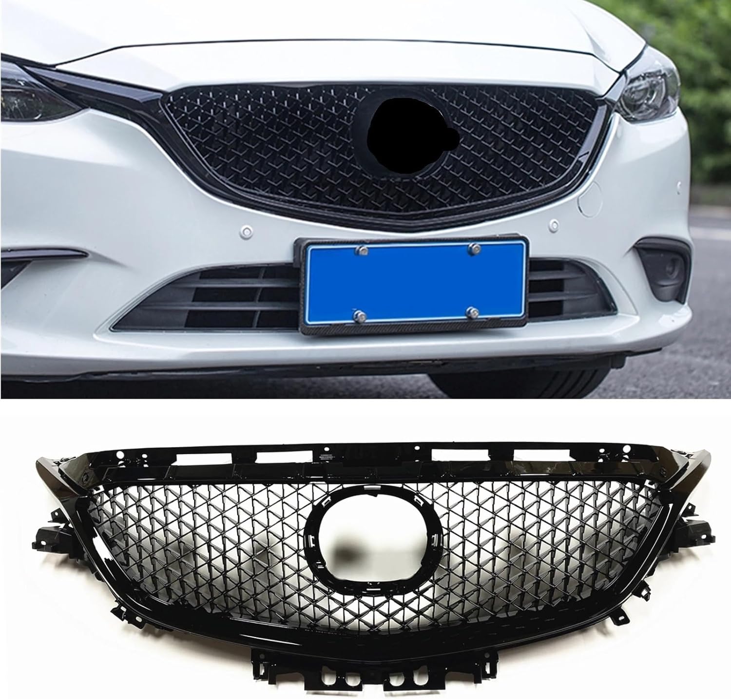 BRAND, CATEGORY, GRILLES, SUXJNMD, Compatible For Mazda 6 Atenza 2017.7-2018 Front Grille Mazda6 Racing Grill Black Replacement Car Upper Bumper Hood Vent Mesh Body Kit Grid