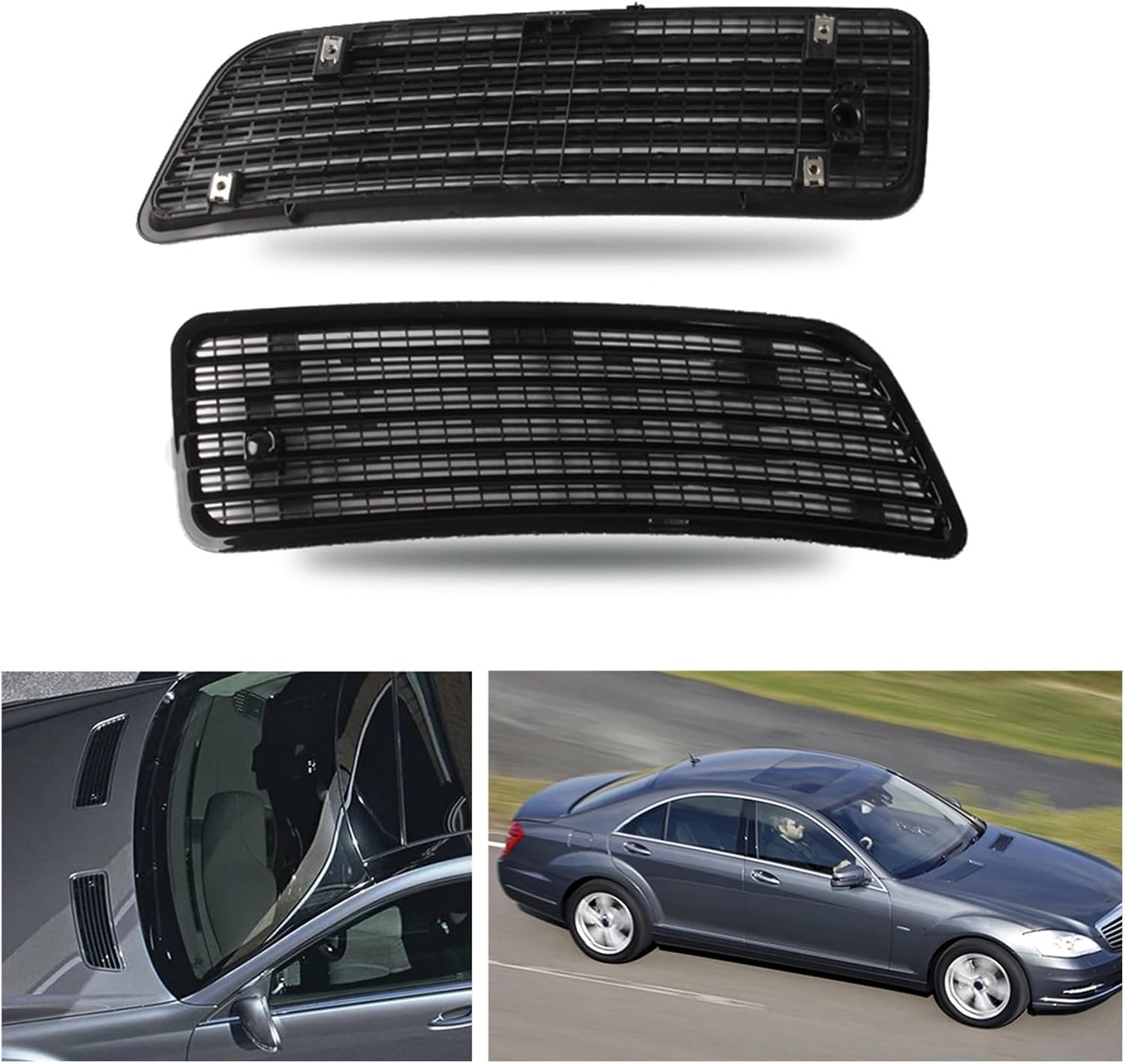 BRAND, CATEGORY, GRILLES, HZLIMJDQ, Compatible For Mercedes Benz W221 S Class S550 W251 R R300 R350 2007-2013 Front Engine Hood Cover Trim Bonnet Air Vent Outlet Grille Frame(2xLeft-Right)