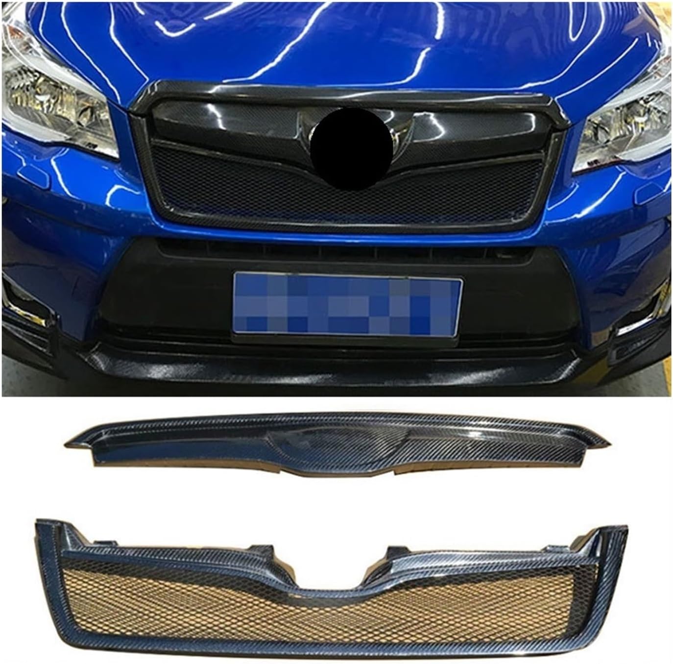 BRAND, CATEGORY, HOODS, LKHJGJGJ, Compatible For Subaru Forester XV Lions Modified Carbon Fiber Engine Front Hood Mesh Sti Appearance Parts Surround(L//ishi modified sti c)