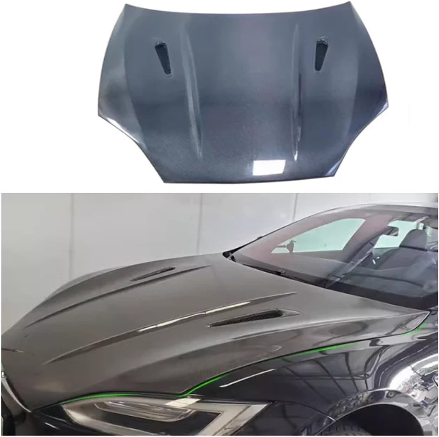 BRAND, CATEGORY, FRONT-END COVERS, LKHJGJGJ, Compatible For Tesla Model S 2014-2023 SLTF Real Forged Carbon Fiber Front Bumper Bonnet Engine Hood Vent Cover(1 pcs)