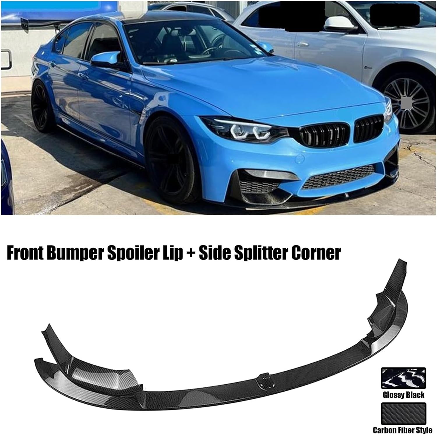 BODY, BRAND, CATEGORY, TIJNVFDJ, Compatible for BMW F80 M3 F83 F82 M4 2015-2020 Car Front Bumper Spoiler Lip Blade Lower Side Air Vent Hood Cover Splitter Corner Kit (Color : AG Glossy Black)