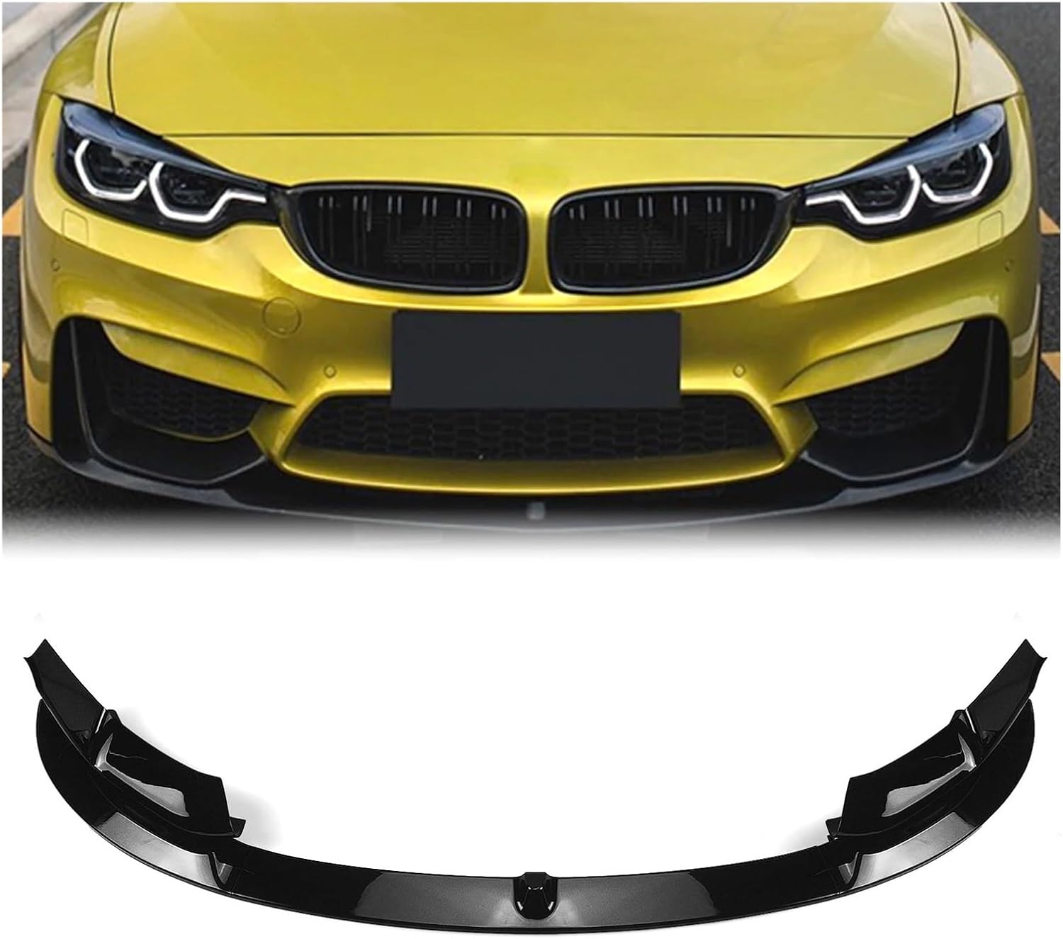 BODY KITS, BRAND, CATEGORY, HBANGGUO, Compatible for BMW F80 M3 F83 F82 M4 2015-2020 Gloss Black Front Bumper Spoiler Lip Blade+Lower Side Air Vent Hood Cover Splitter Body Kit(Color:Carbon Fiber)