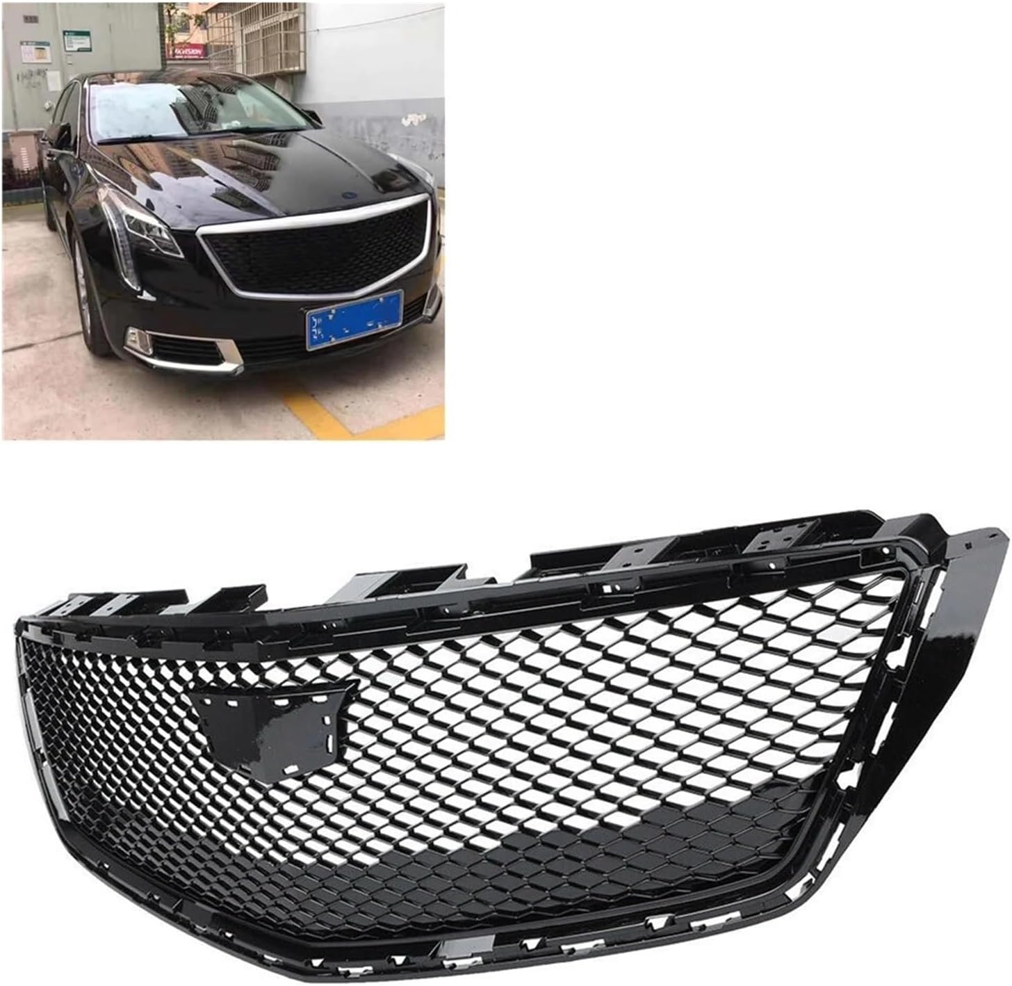 BRAND, CATEGORY, GRILLES, HXYAIEOGD, Car Front Grille Racing Grill Replacement Upper Bumper Hood Vent Mesh Grid Auto Kit Compatible With Cadillac XTS 2018-2020 Honeycomb Style