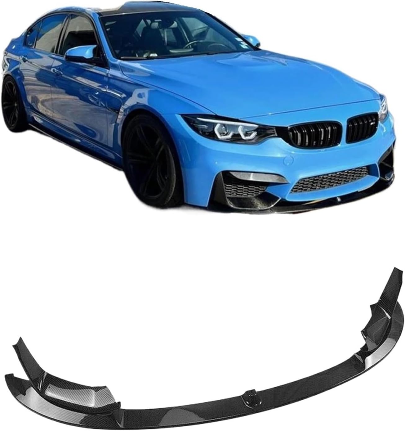 BODY, BRAND, CATEGORY, RWFZQKDX, Compatible for F80 M-3 F83 F82 M-4 2015-2020 Car Front Bumper Spoiler Lip Blade Lower Side Air Vent Hood Cover Splitter Corner Kit(Carbon Fiber Style)