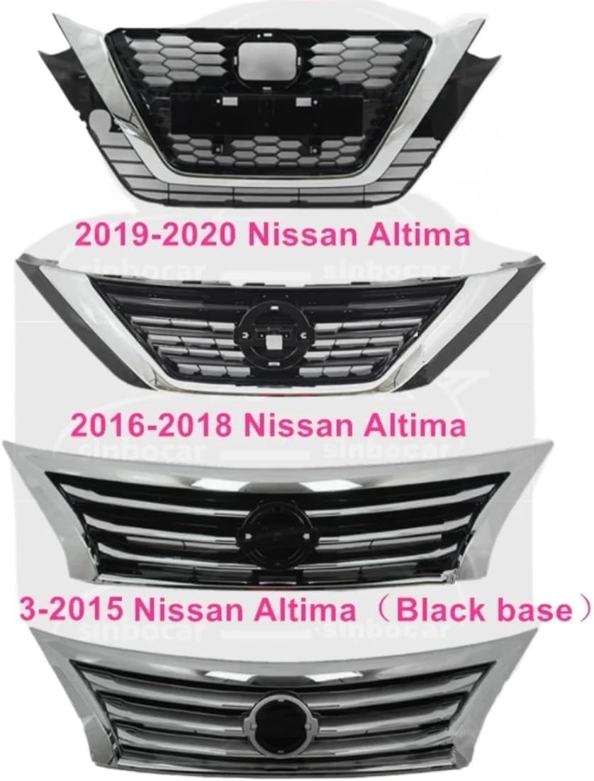 BRAND, CATEGORY, GRILLES, SUXJNMD, Compatible for Nissan Teana Altima 2013-2020 ABS Chromed Front Bumper Hood Vent Radiator Grille Frame Trim Car Styling Accessories(13-15 Altima black)