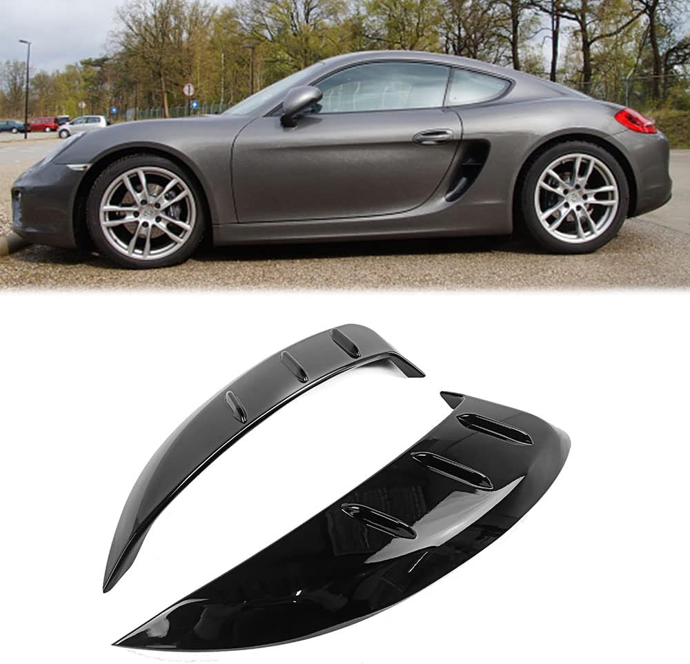 AUTOPARTSTW, BRAND, CATEGORY, HOOD SCOOPS, Compatible with 2012-2016 981 Boxster Cayman Side Air Intake Vent Scoop with Fins Painted Glossy Black