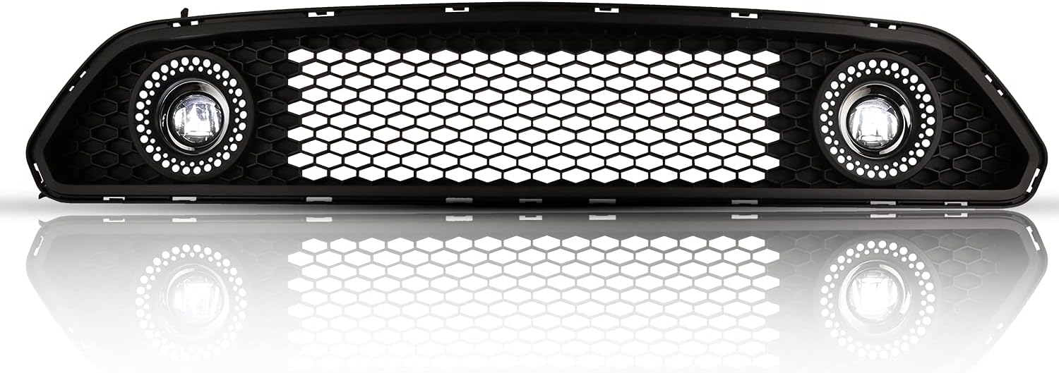 BRAND, CATEGORY, GRILLES, NIXON OFFROAD, Compatible with 2015 2016 2017 Ford Mustang Center Grille Lights, Front Bumper Grill Upper Hood Grille With DRL LED Accent Vent Lights-NIXON OFFROAD (White Light)