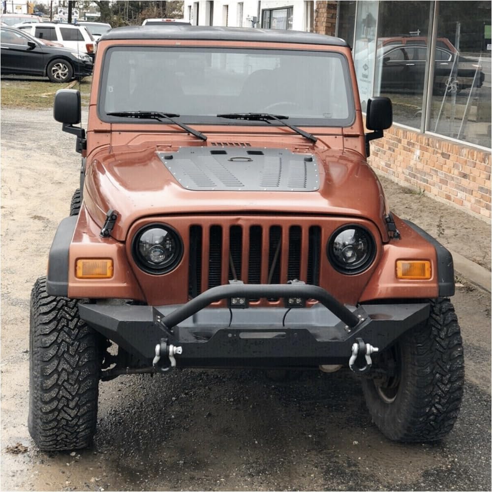 BRAND, CATEGORY, DOOR PANELS, JINJIANCENG, Vented Louvered Hood Panel Aluminum for Jeep for TJ 1997-2002 for Wrangler 1997-2002 Tj Front Black Powdercoat SIMITHS-233