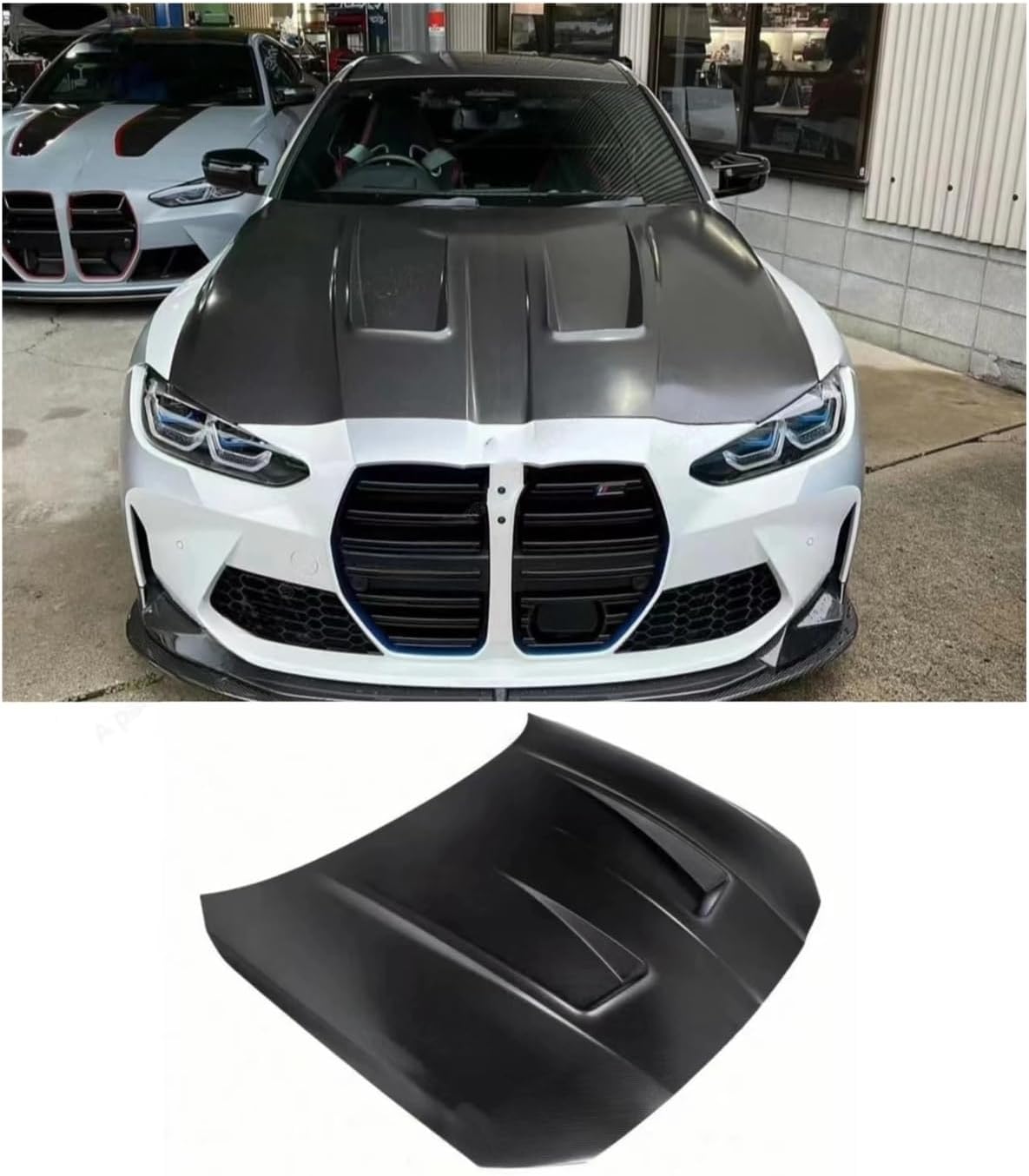 BRAND, CATEGORY, HOODS, LKHJGJGJ, Dry Carbon Fiber Front Bumper Engine Hood Compatible For BMW 3 4 Series M3 M4 G82 G80 G83 Bonnet Vent Cover Car Body Kit(FRP Unpainted)