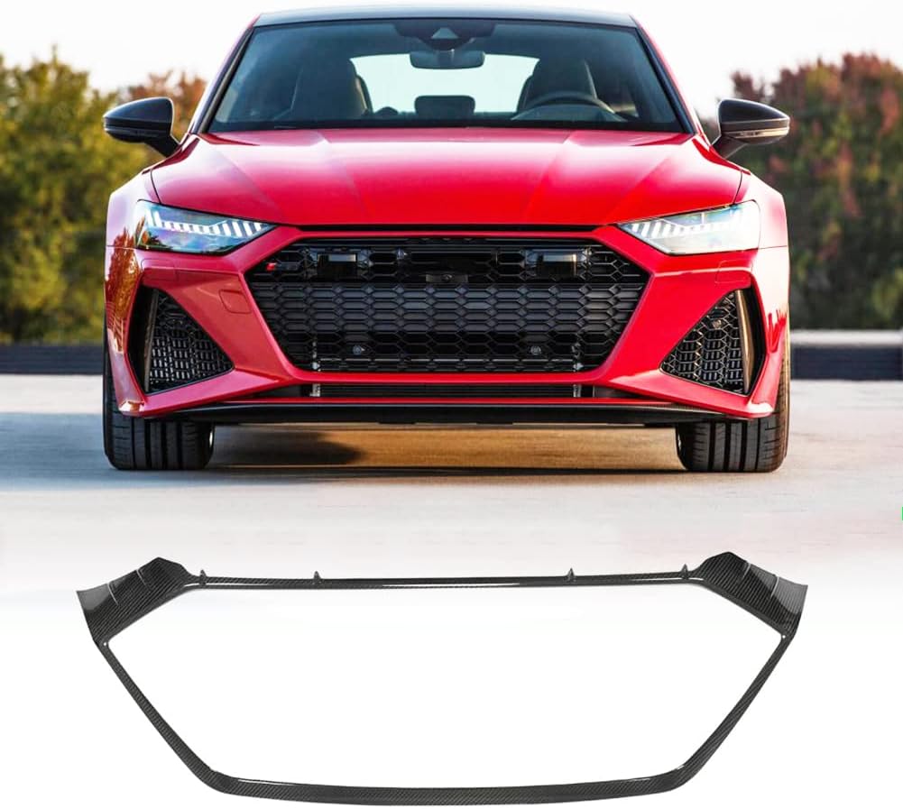 BRAND, CATEGORY, GRILLES, JC SPORTLINE, Dry Carbon Fiber Front Hood Kidney Grill for Audi RS6 C8 Avant Wagon 2019-2022 Front Bumper Grille Factory Outlet