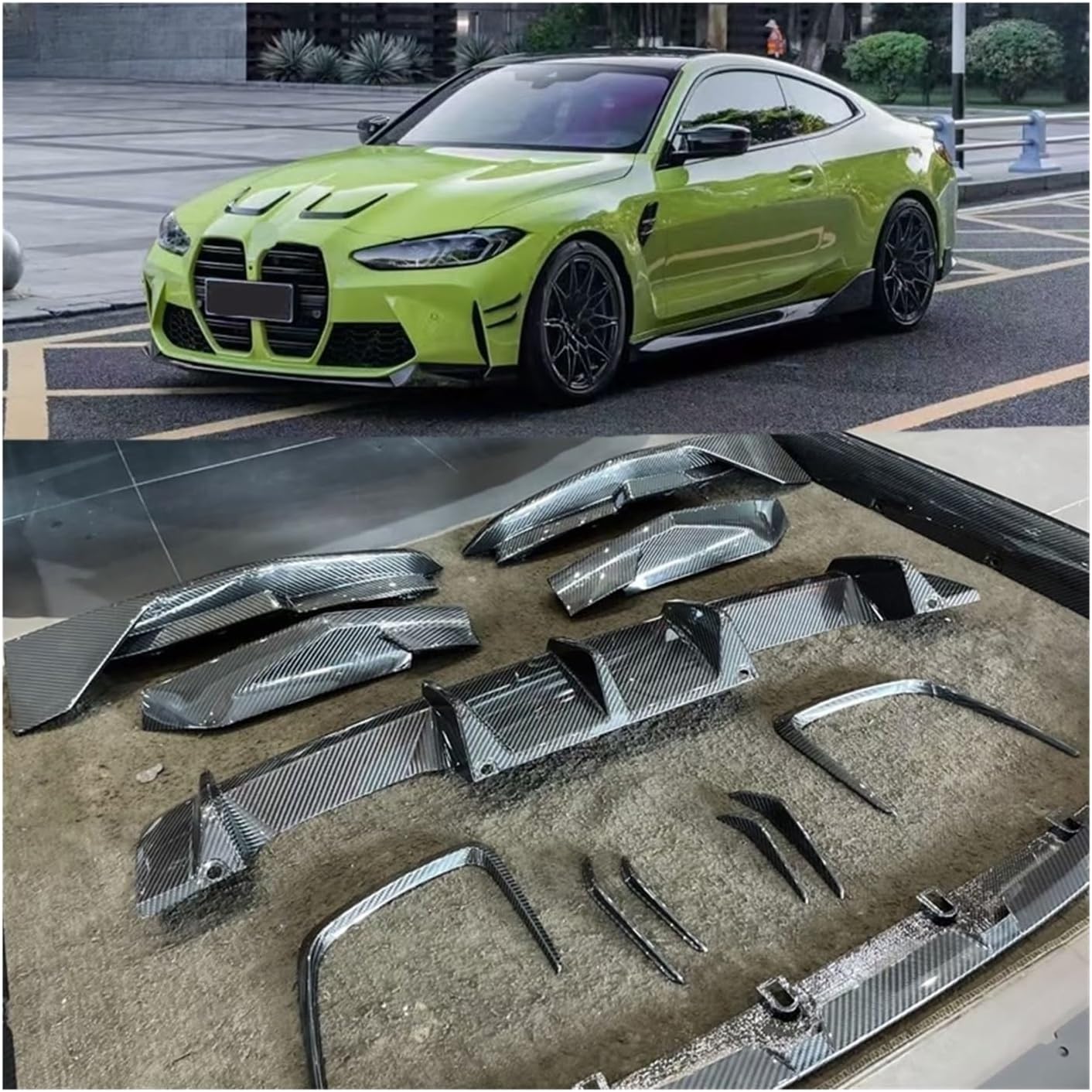 BRAND, BUMPERS, CATEGORY, RWFZQKDX, Dry Carbon Front Lip Rear Bumper Diffuser Splitter Side Skirts Hood vents cover Compatible for G80 M3 G82 M4 2021