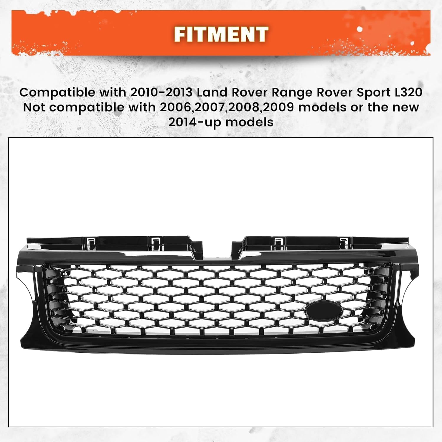 BRAND, CATEGORY, ECOTRIC, GRILLES, ECOTRIC Front Grill & Pair Air Side Vent Compatible with 2010-2013 Land Rover Range Rover Sport L320 Black Bumper Hood Grille