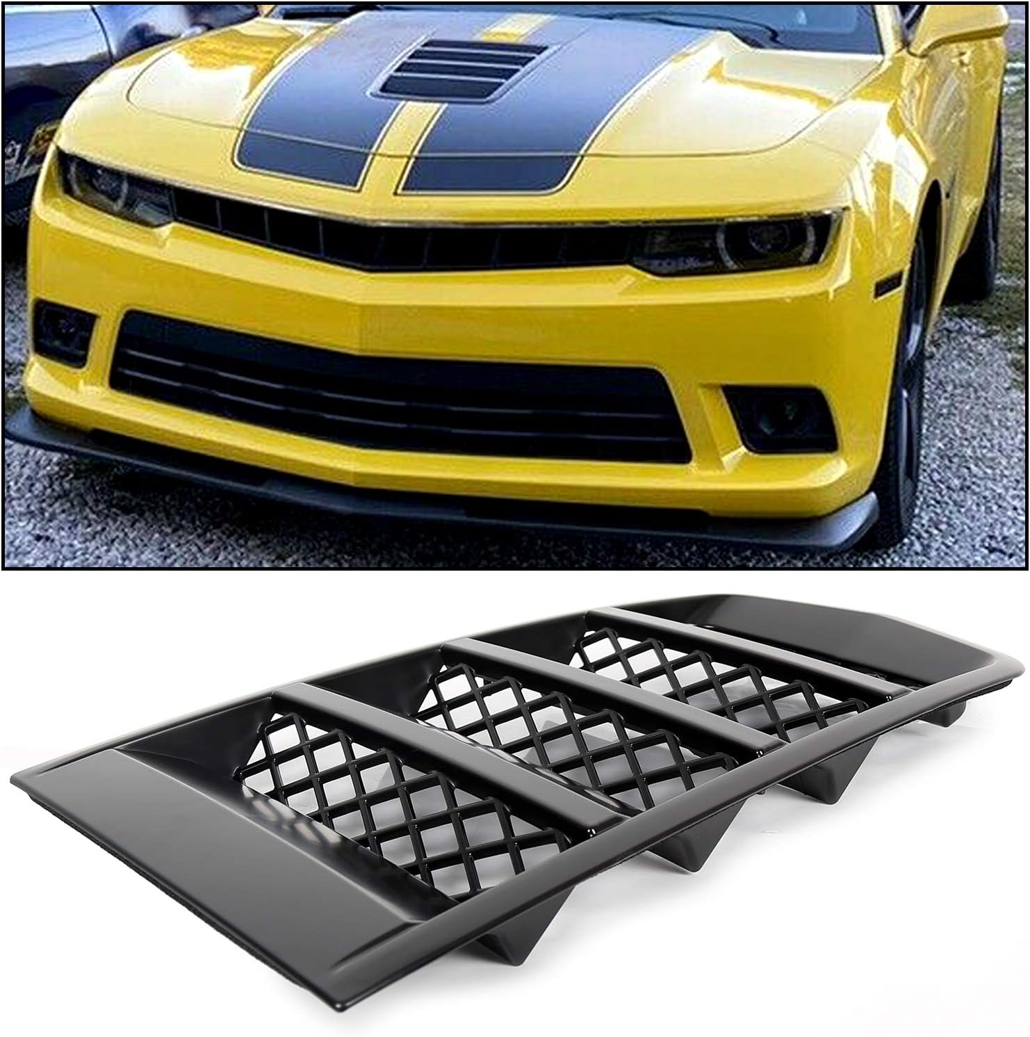 BRAND, CATEGORY, ECOTRIC, GRILLES, ECOTRIC Hood Scoop Vents Grille Compatible with 2014-2015 Chevrolet Camaro LS LT SS Z/28 ZL1 V8 V6 Replacement for 22828242