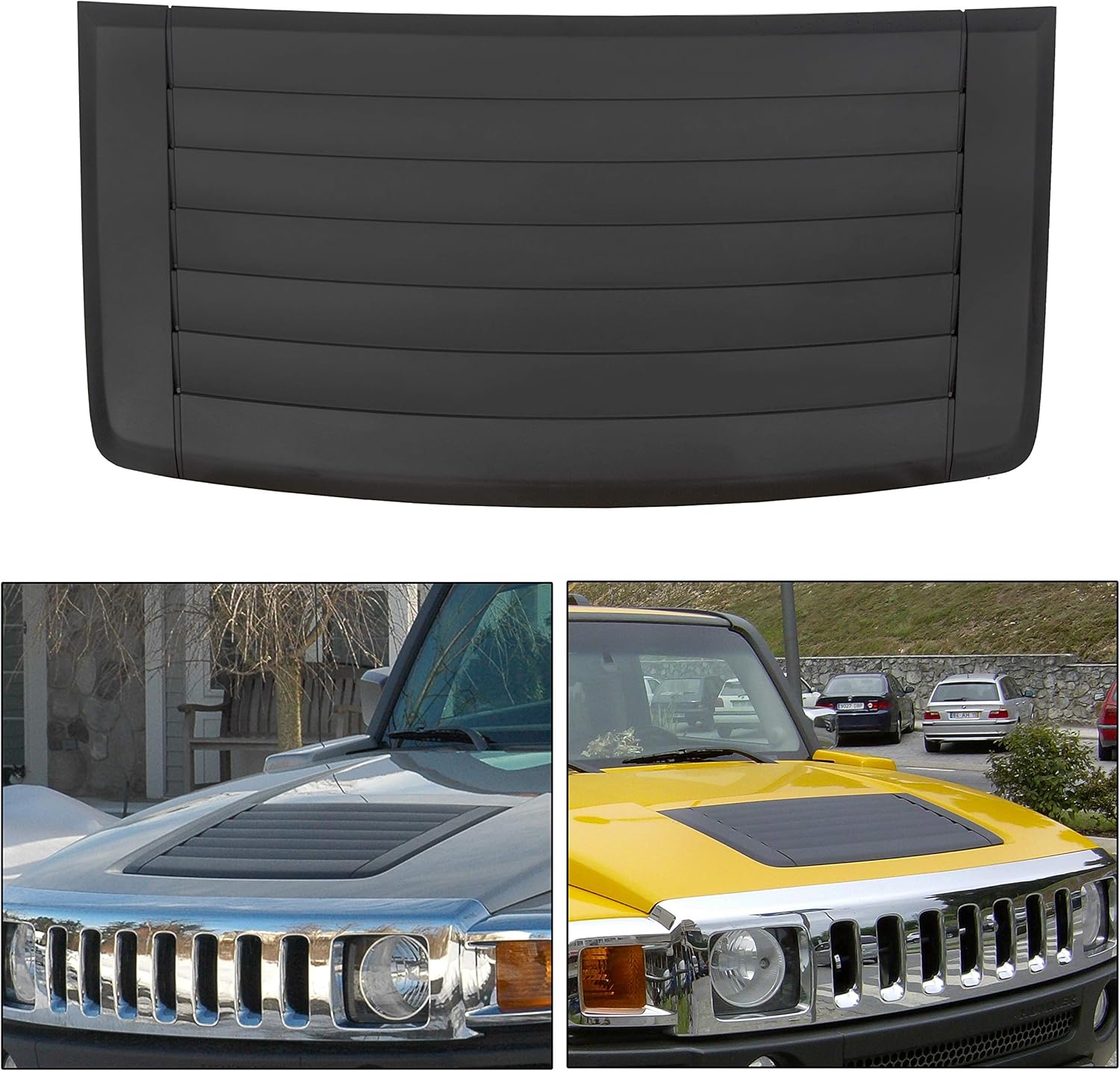 BRAND, CATEGORY, ECOTRIC, GRILLES, ECOTRIC Louver Hood Air Vent & Grille Face Bar Grill Assembly Compatible with 2006-2010 Hummer H3 Replacement for 20880500 15834195 HU1200100 Grille Panel Shell Insert Two Packages