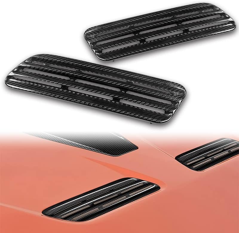 BRAND, CATEGORY, GENERIC, HOOD SCOOPS, EPARTS 2 Pieces Real Carbon Fiber Air Intake Bonnet Scoop Hood Vent Compatible With 2008 2009 2010 2011 2012 2013 2014 2015 Mitsubishi Lancer Evolution Ralliart